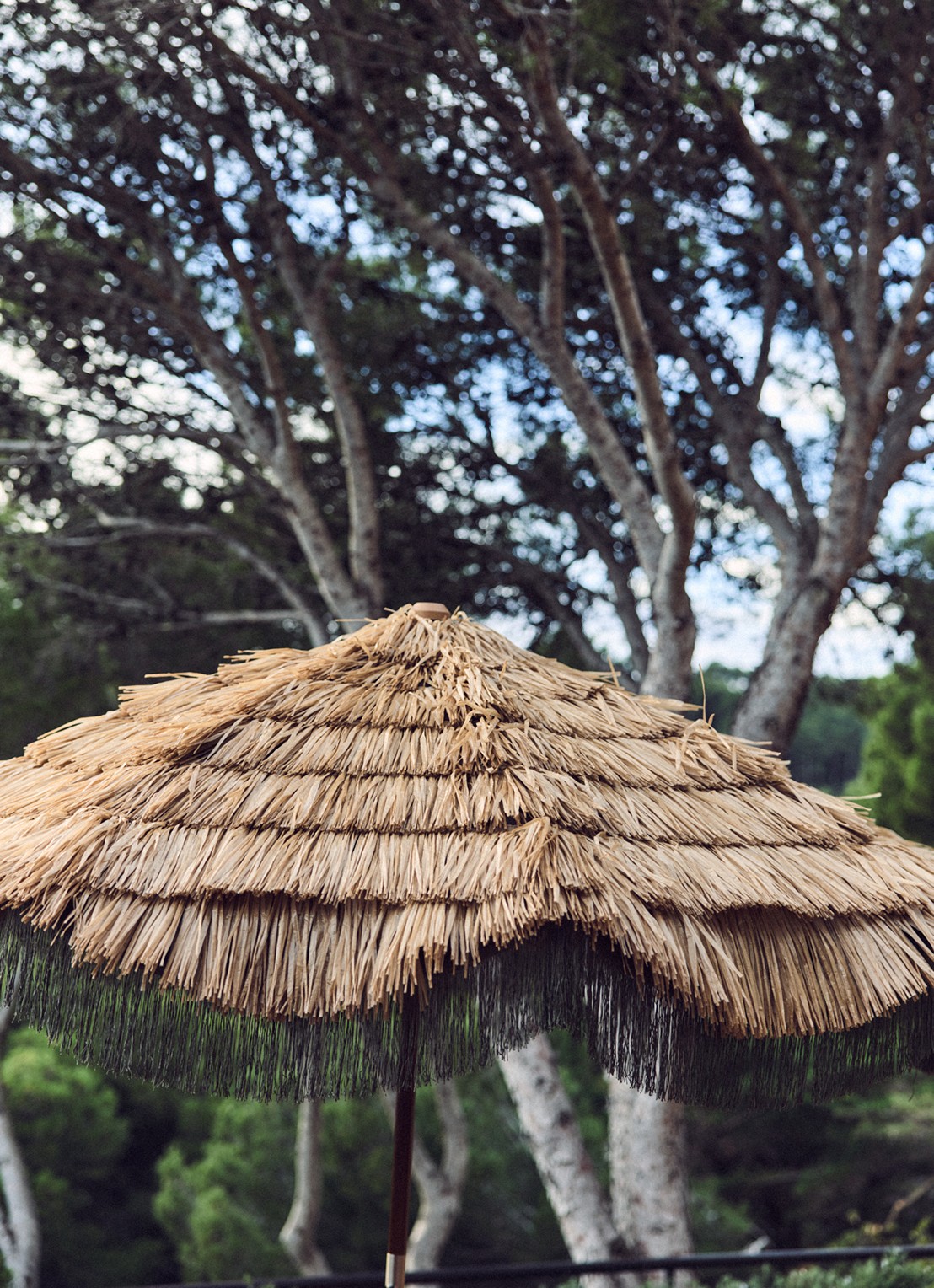 HKliving Serengeti strand parasol met raffia 230 cm - detail 5 lichtbruin