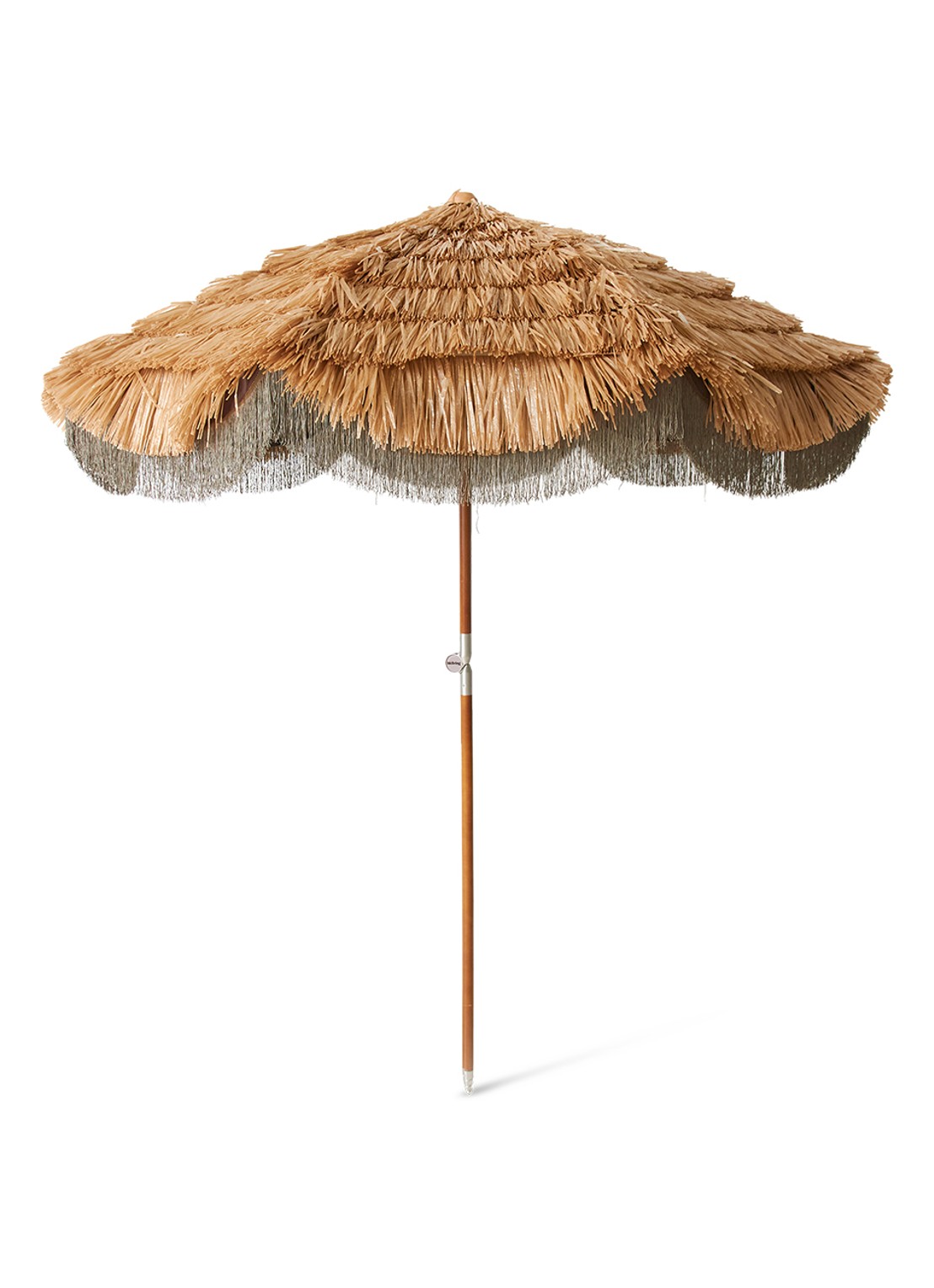 HKliving Serengeti strand parasol met raffia 230 cm - voorkant lichtbruin