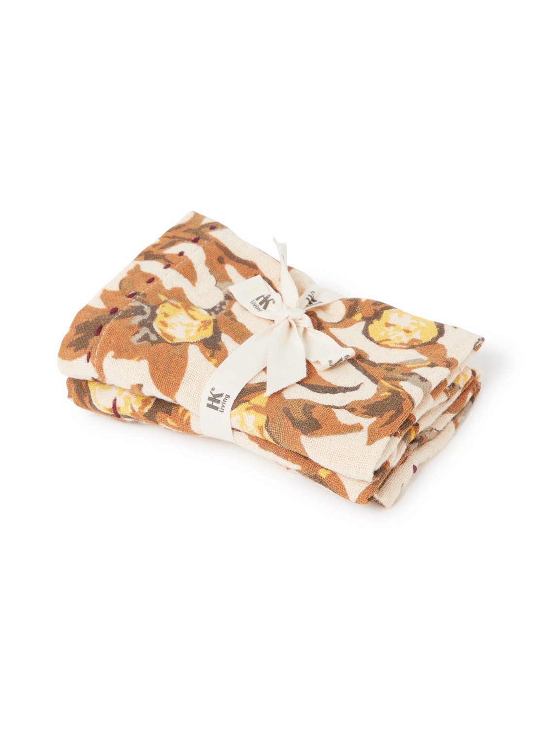 HKliving Servetten 30 x 30 cm set van 2 - voorkant bruin