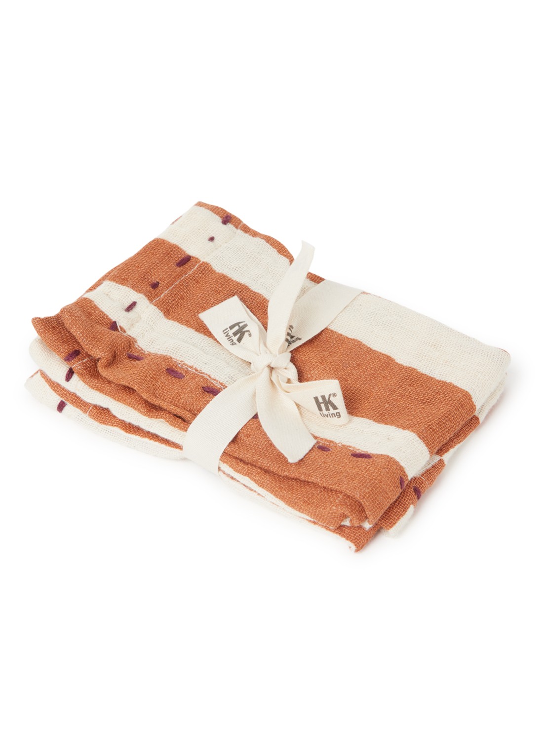 HKliving Servetten 30 x 30 cm set van 2 - voorkant roestbruin