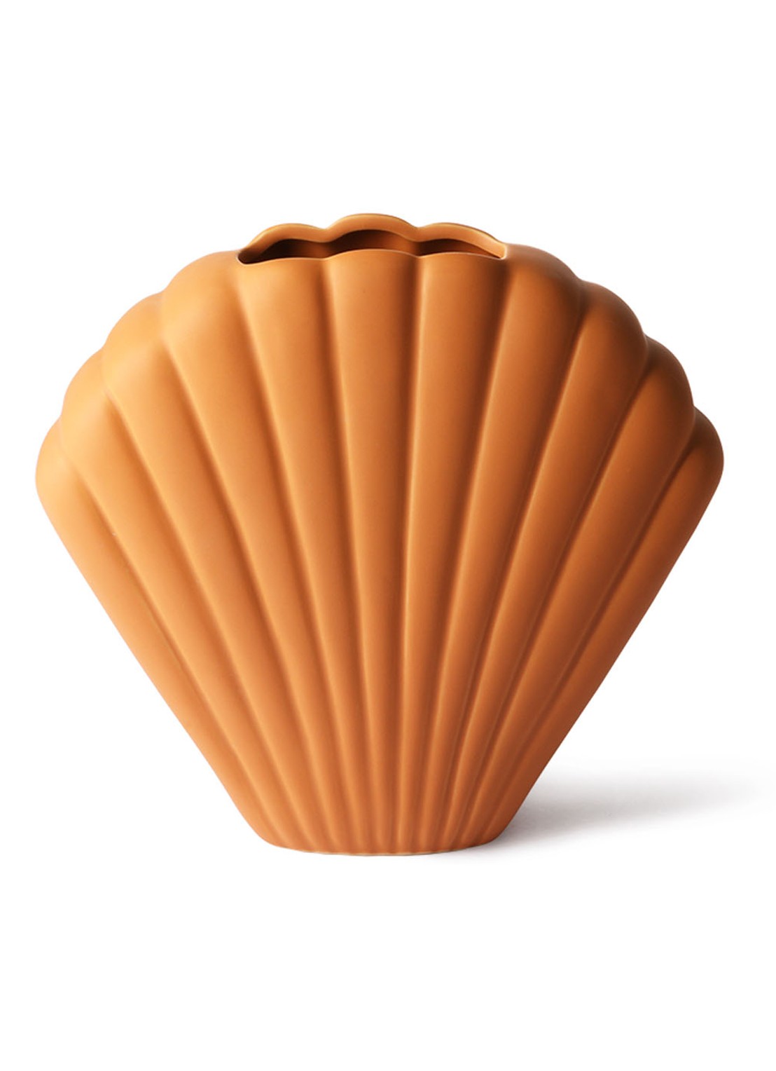 HKliving Shell L vaas 22 cm - voorkant roodbruin