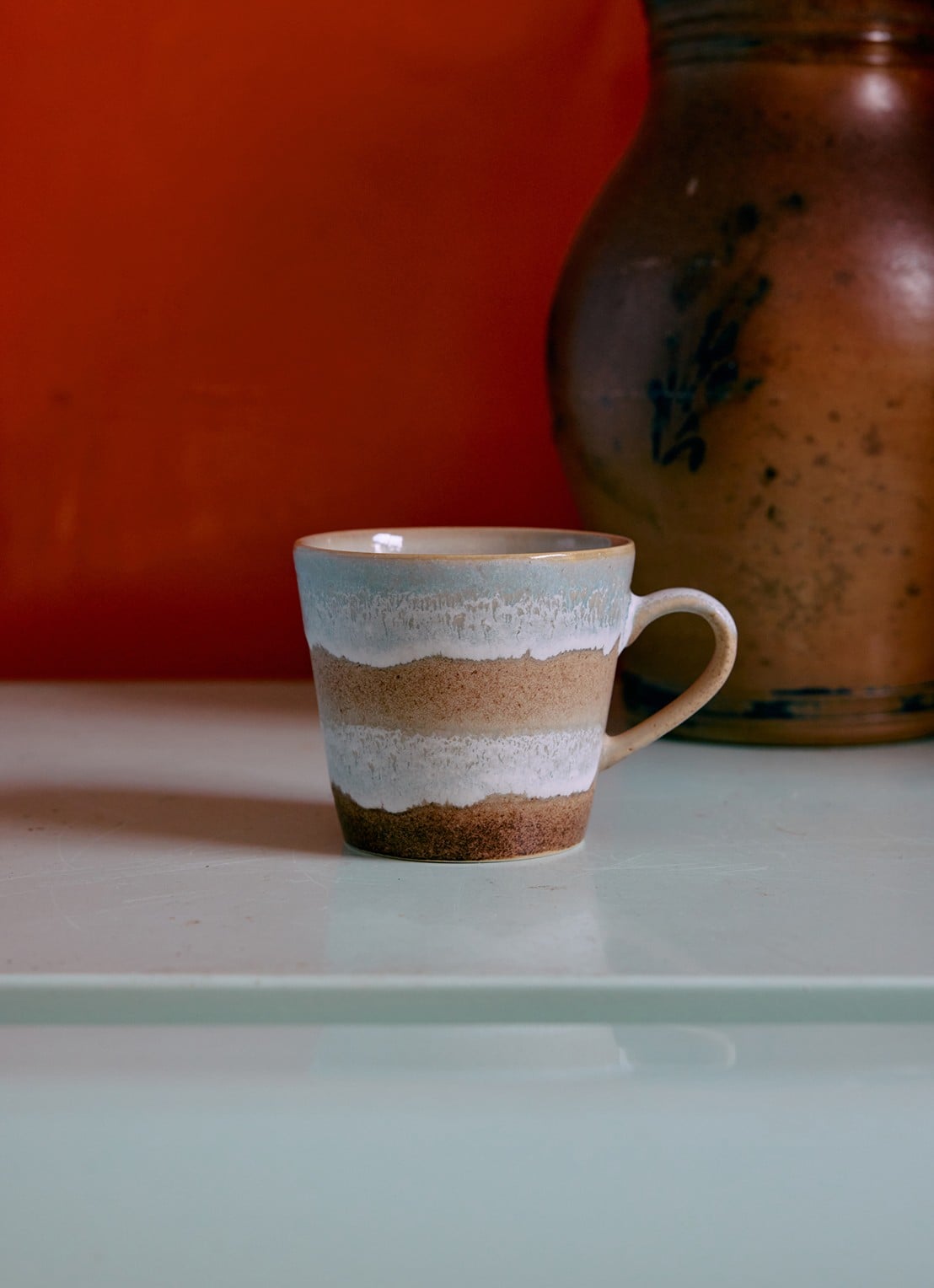 HKliving Skyline cappuccino mok - voorkant 2 lichtblauw