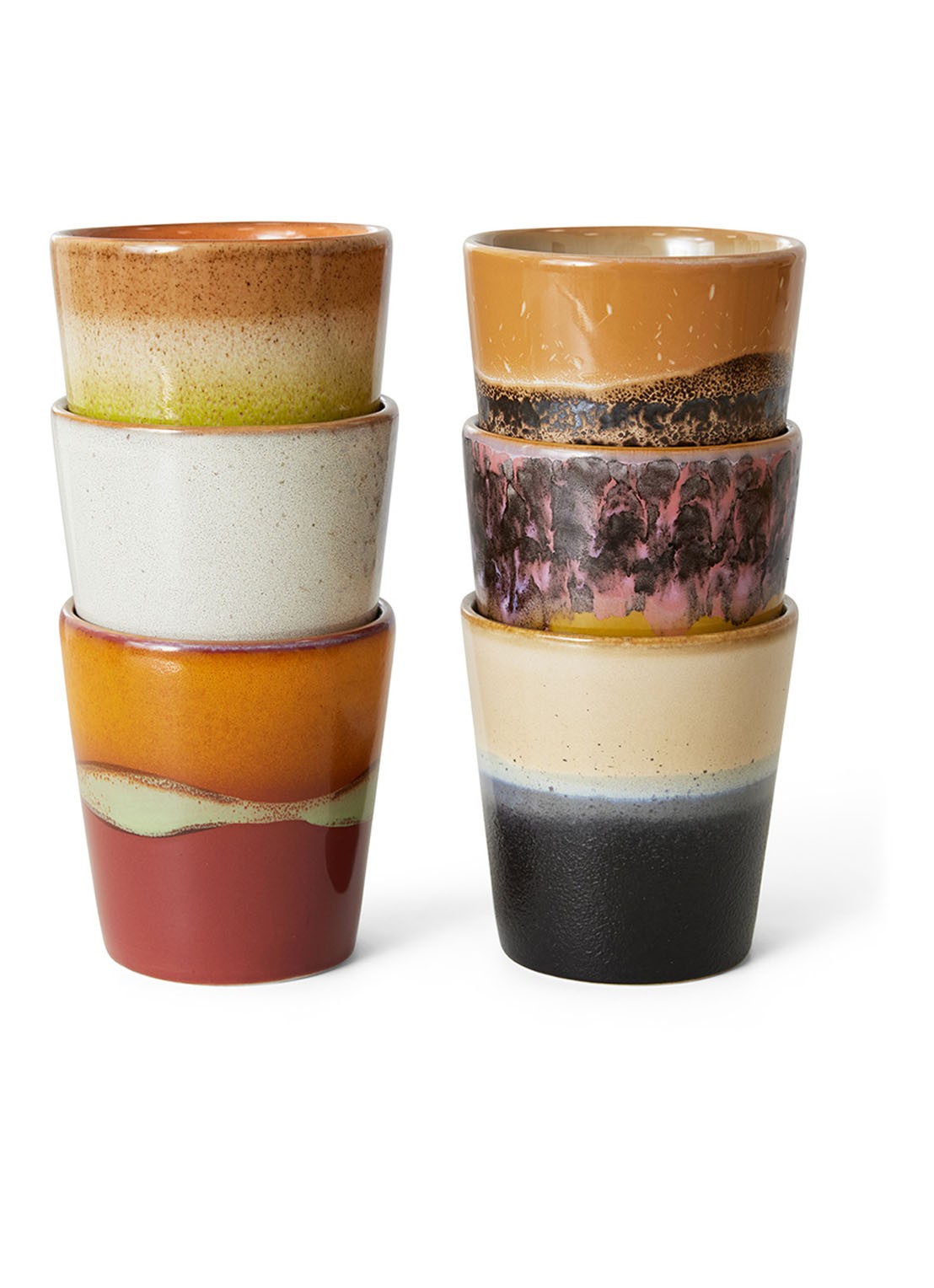 HKliving Soil koffiekopje 23 cl - set van 6 - voorkant 4 multicolor