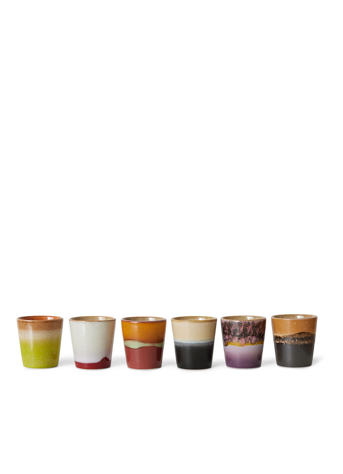 HKliving Soil koffiekopje 23 cl - set van 6 - voorkant 5 multicolor