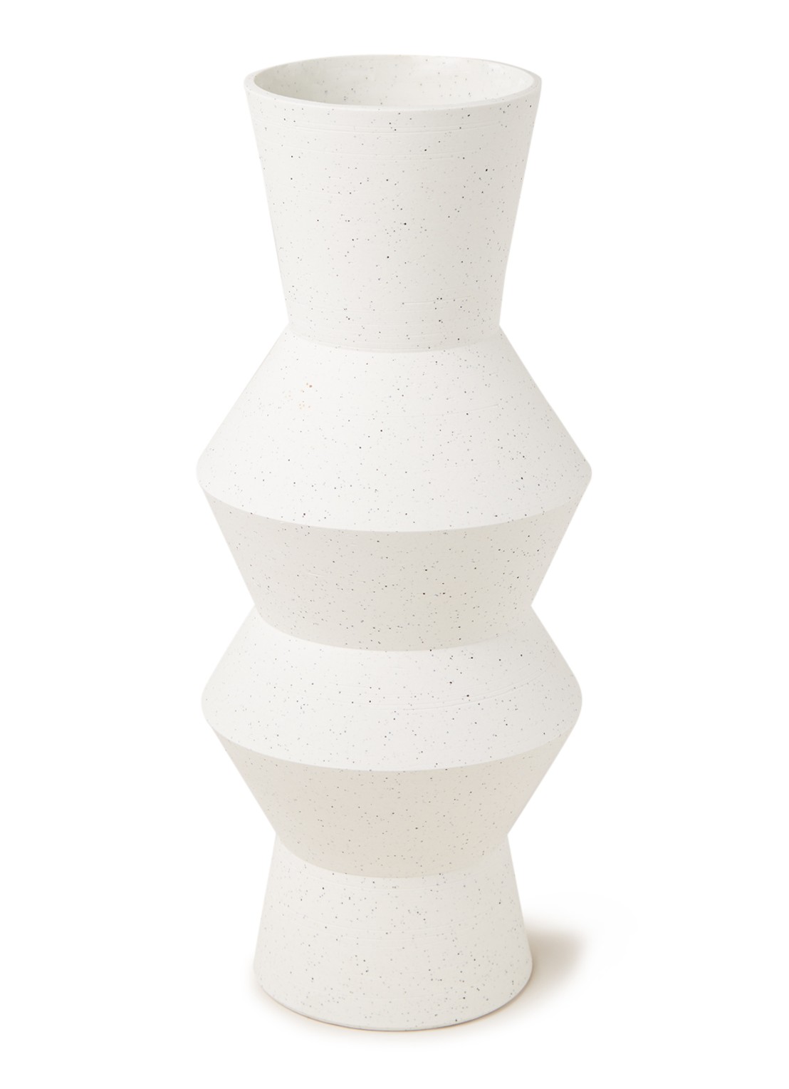 HKliving Speckled Angular vaas 41 cm - voorkant gebroken wit