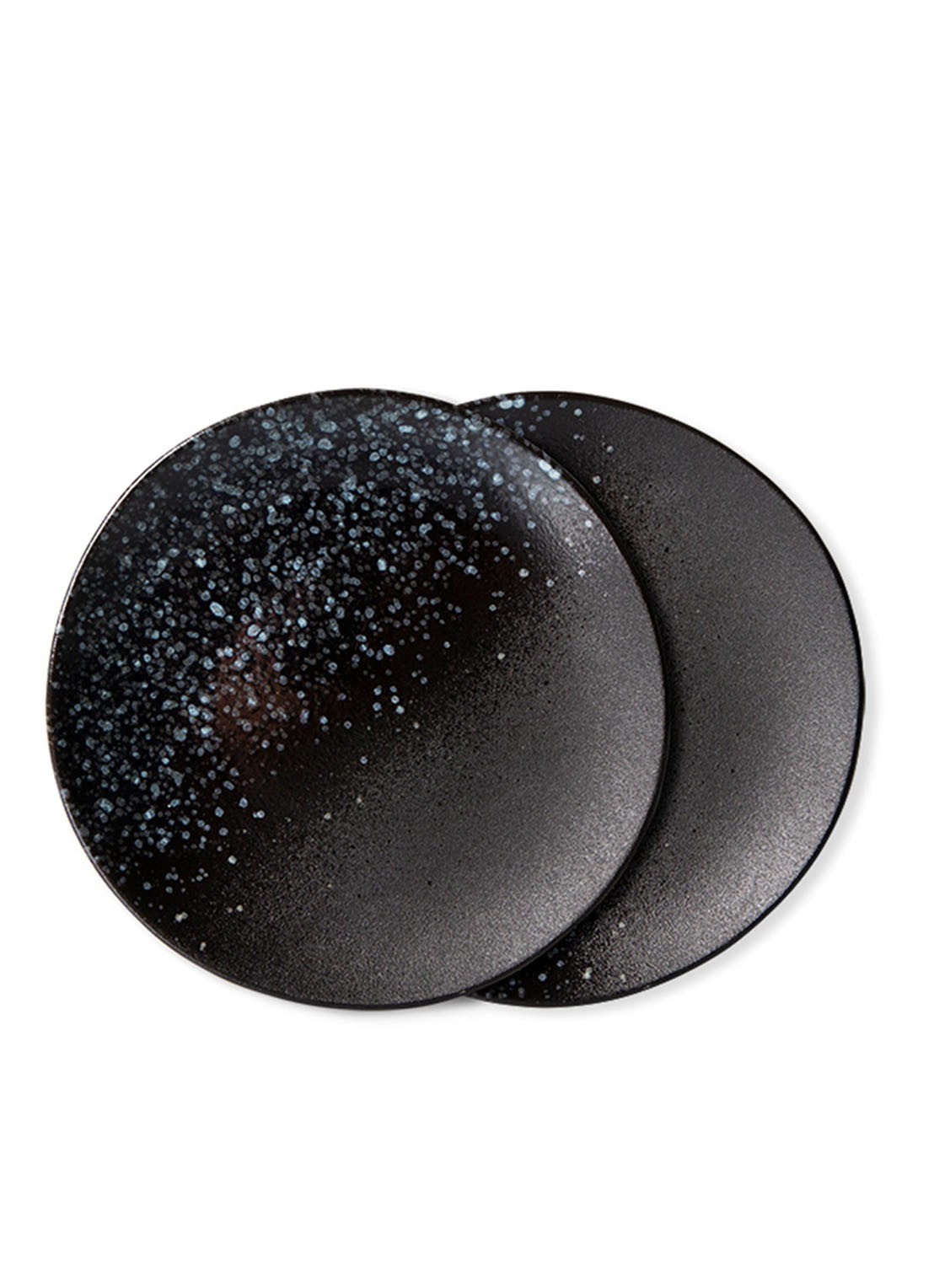 HKliving Stars ontbijtbord 17,5 cm set van 2 - voorkant zwart