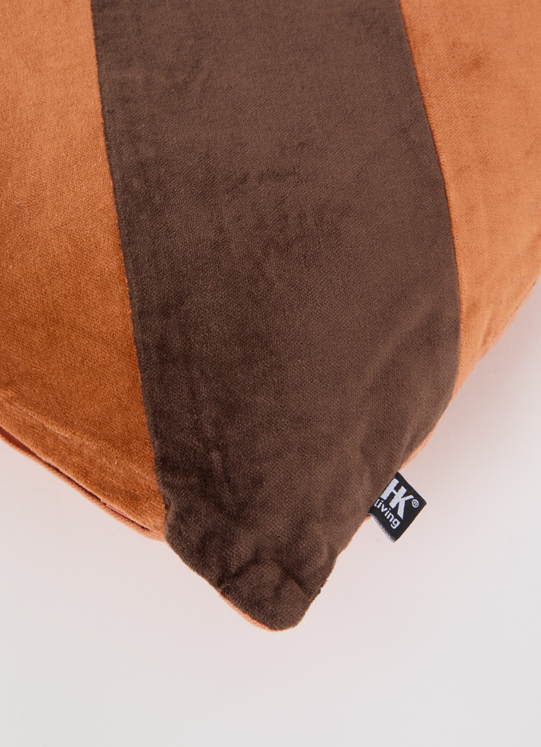 HKliving Striped Velvet sierkussen 40 x 60 cm - detail 4 roestbruin