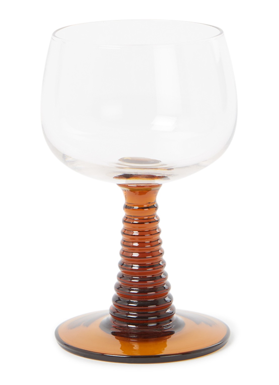 HKliving Swirl hoog wijnglas 35 cl - voorkant 4 okergeel