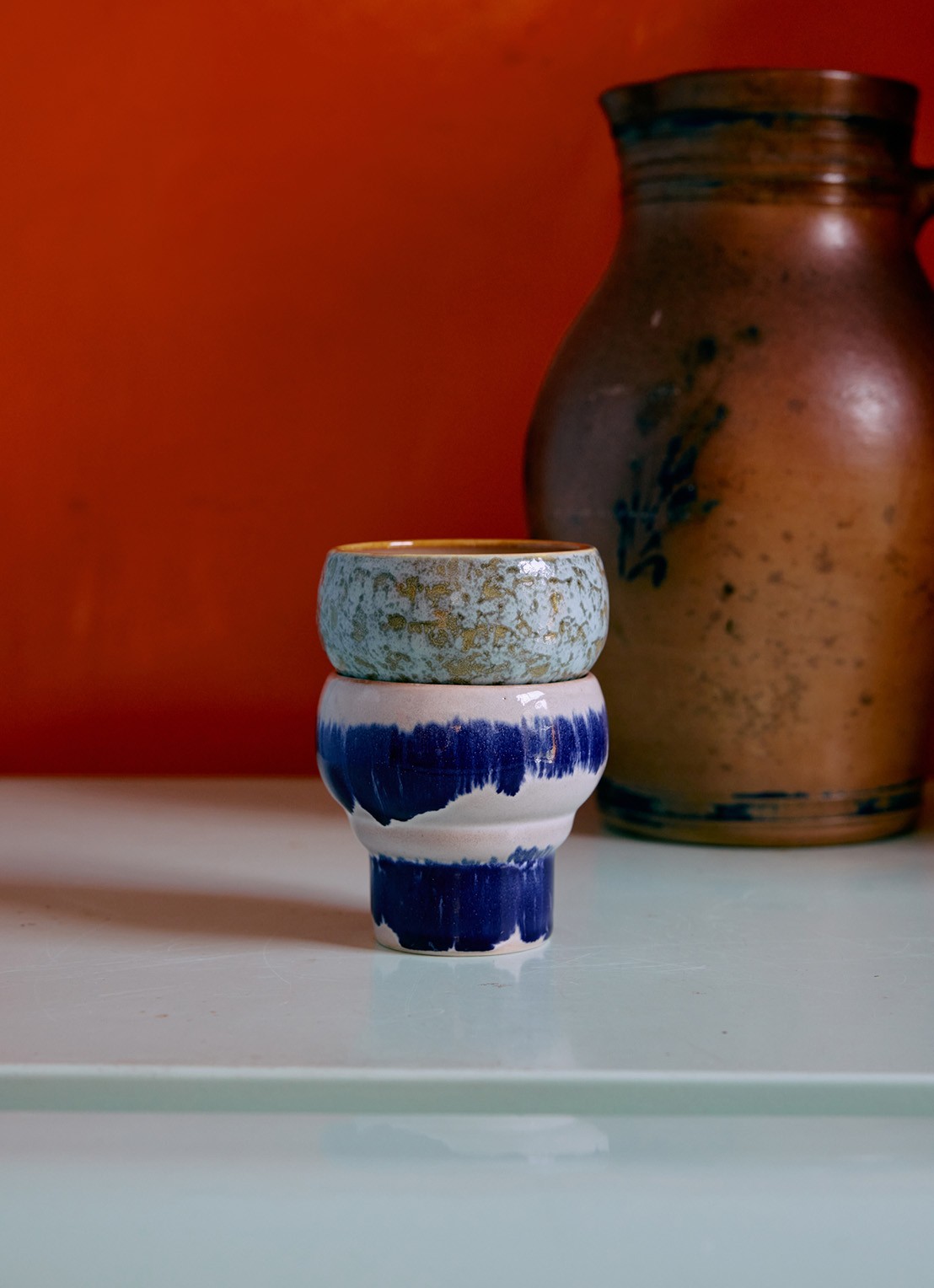 HKliving Symbolist lungo mok set van 2 - voorkant 2 blauw