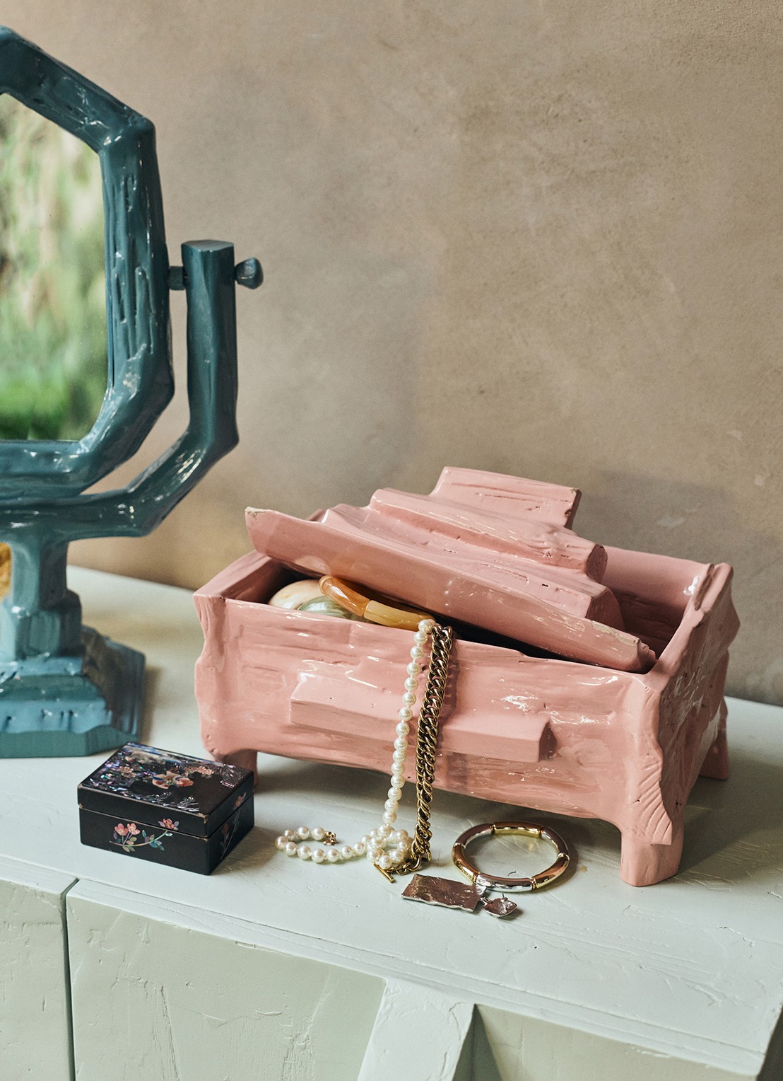 HKliving Teun Zwets opbergdoos 30 x 19 cm - detail 3 roze