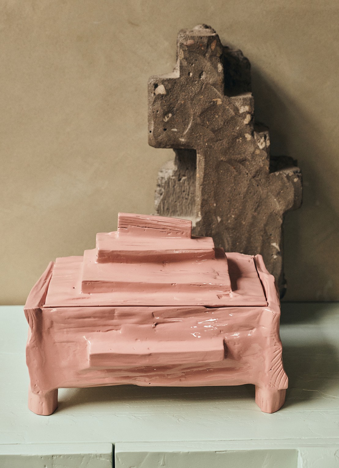 HKliving Teun Zwets opbergdoos 30 x 19 cm - detail 4 roze