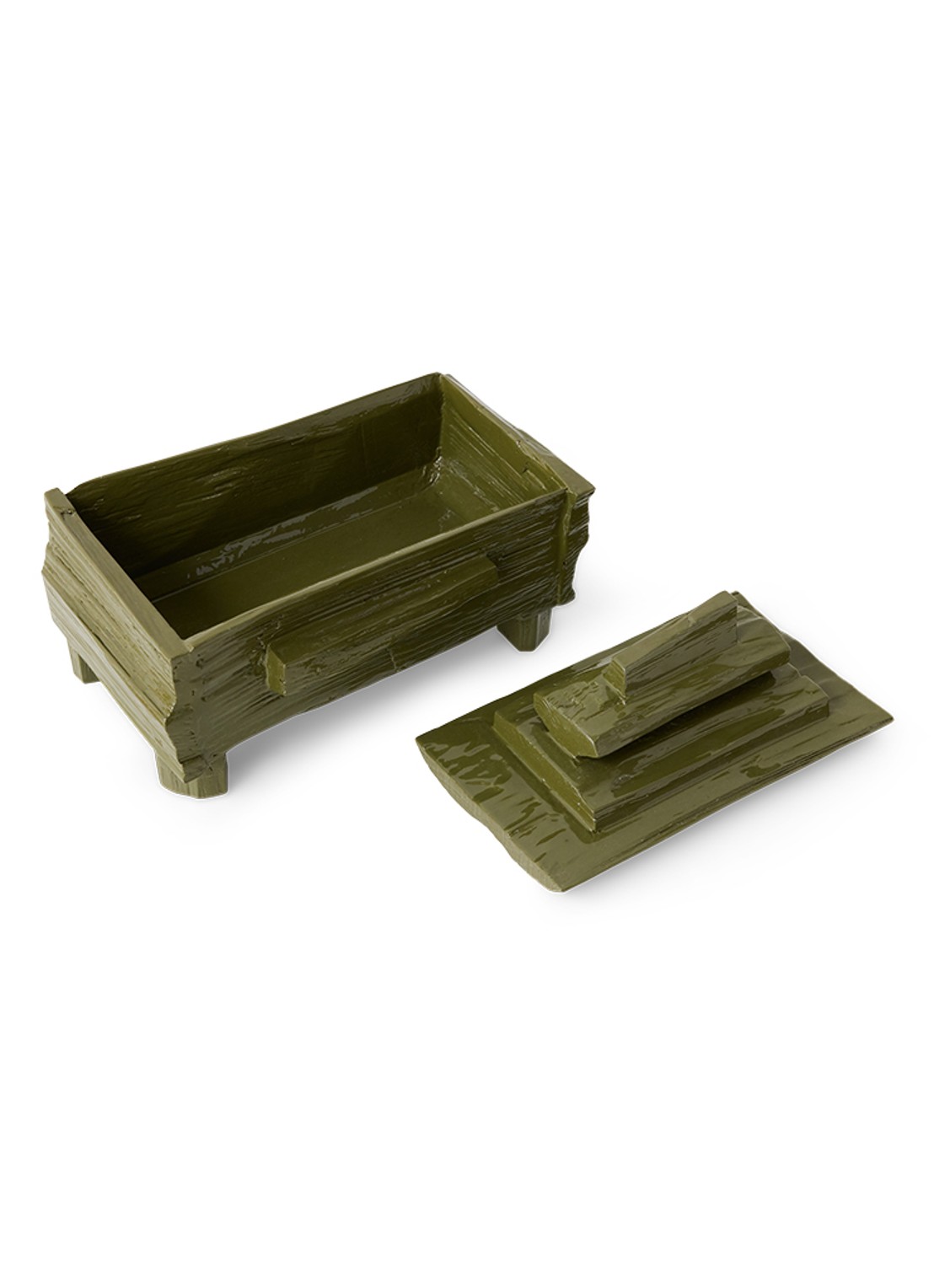 HKliving Teun Zwets opbergdoos 30 x 19 cm - achterkant 3 mosgroen