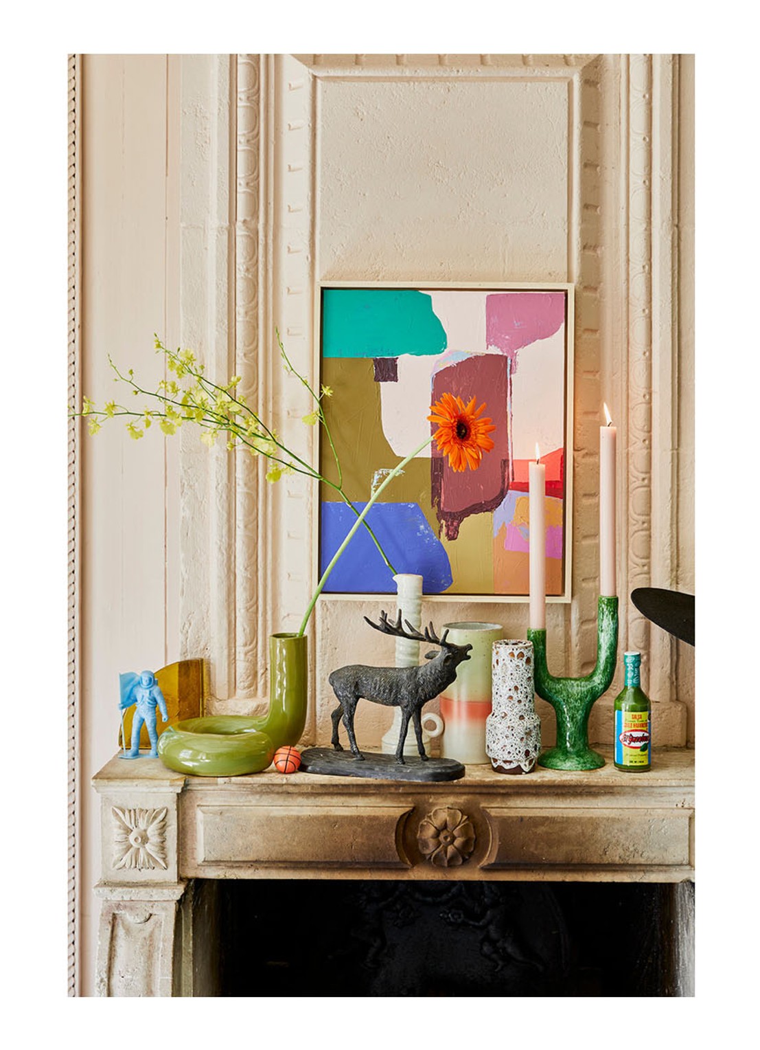 HKliving The Emeralds L kandelaar 27,5 cm - voorkant 3 groen