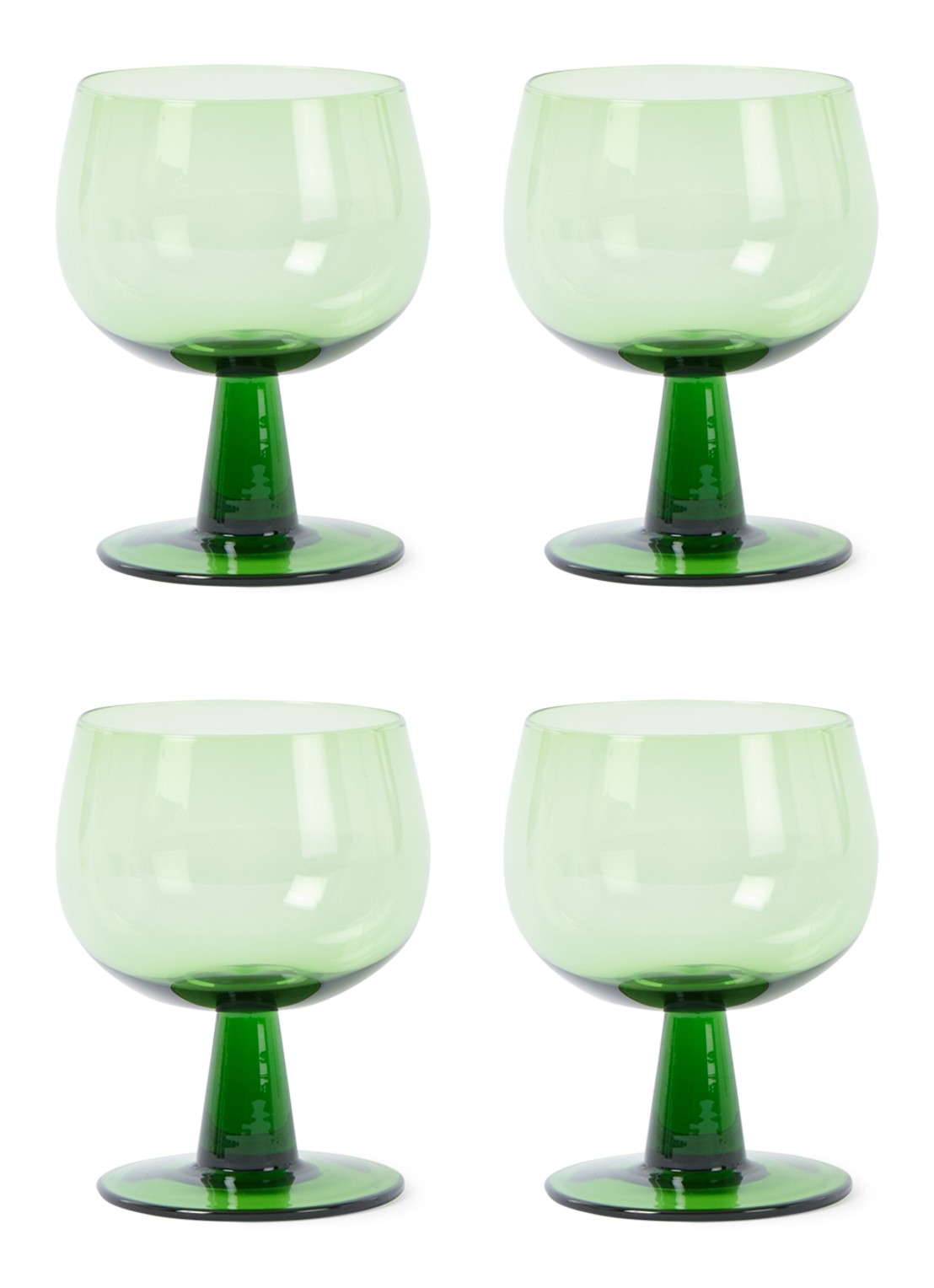 HKliving The Emeralds laag wijnglas set van 4 - voorkant groen