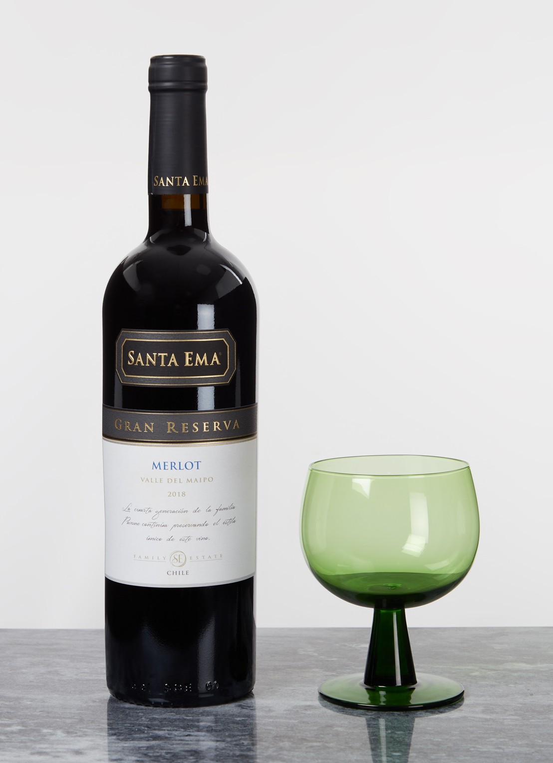 HKliving The Emeralds laag wijnglas set van 4 - voorkant 2 groen