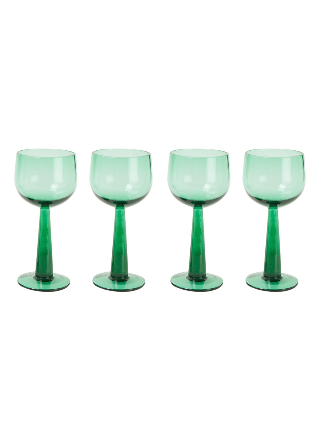 HKliving The Emeralds wijnglas 20 cl set van 4 - voorkant 2 donkergroen