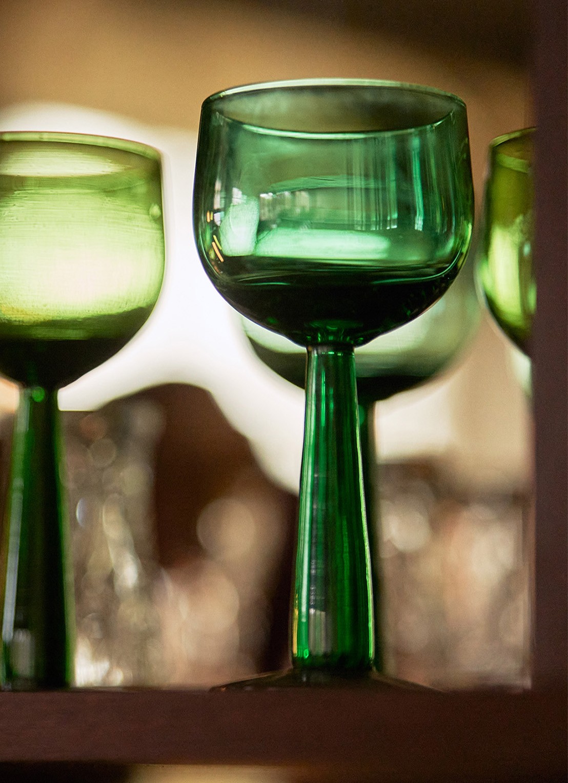 HKliving The Emeralds wijnglas 20 cl set van 4 - voorkant 3 donkergroen