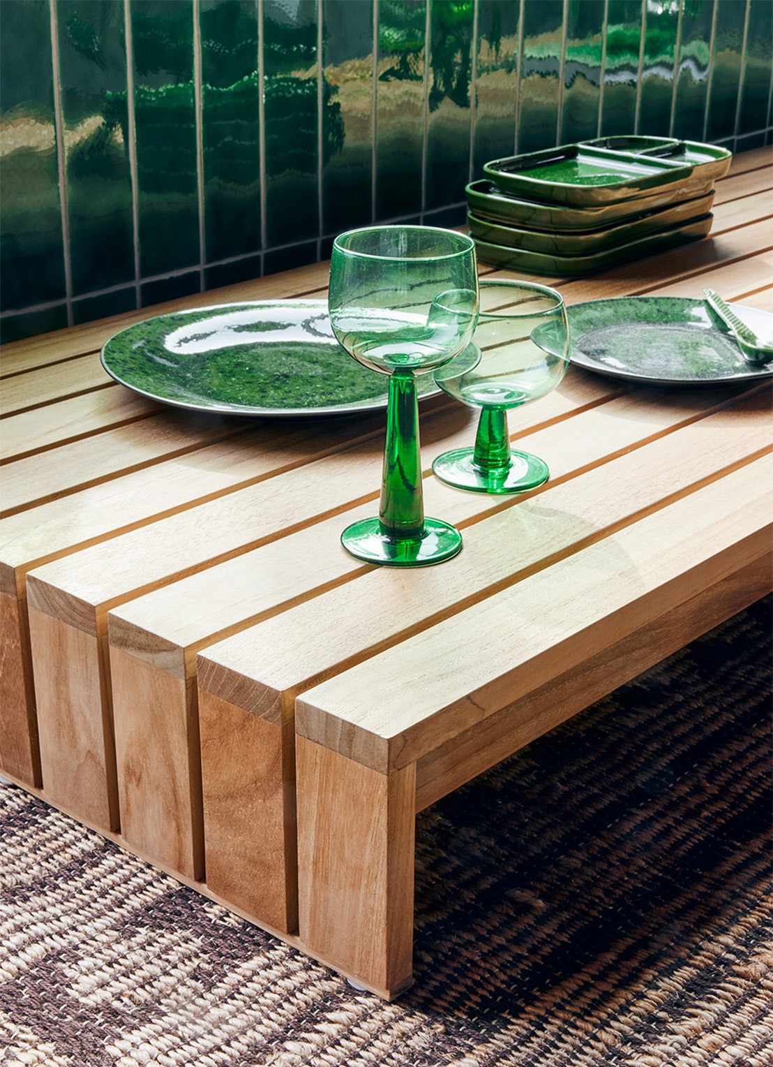 HKliving The Emerlads laag wijnglas set van 4 - detail 5 donkergroen