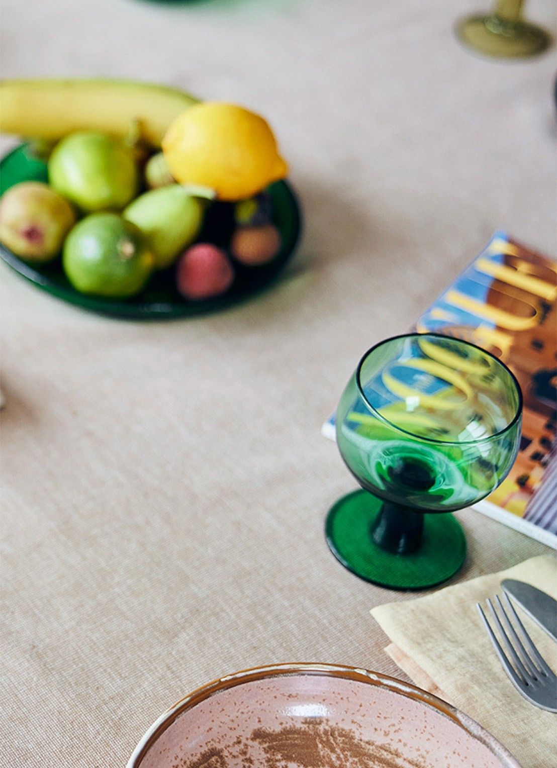 HKliving The Emerlads laag wijnglas set van 4 - detail 6 donkergroen