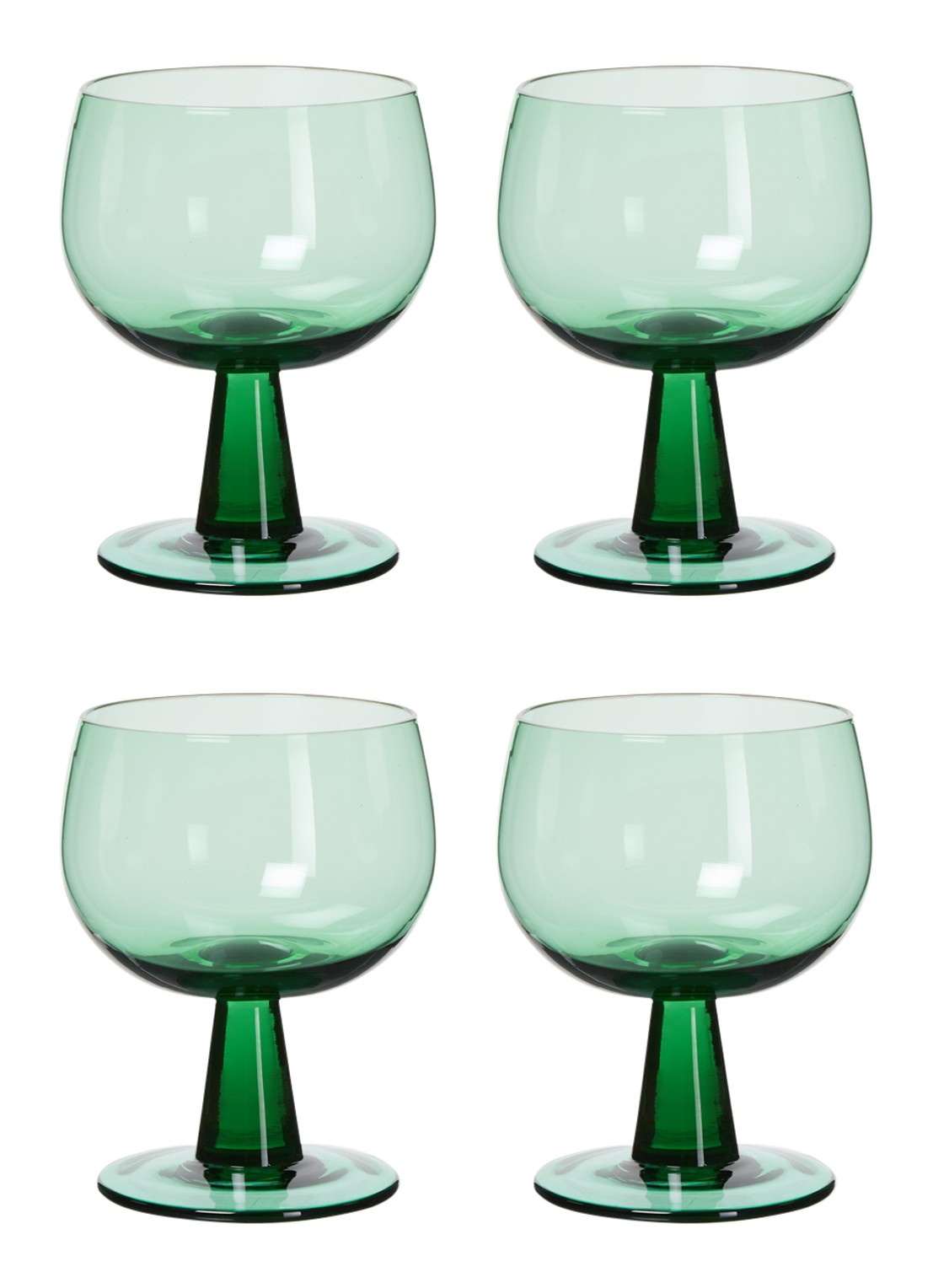 HKliving The Emerlads laag wijnglas set van 4 - voorkant donkergroen