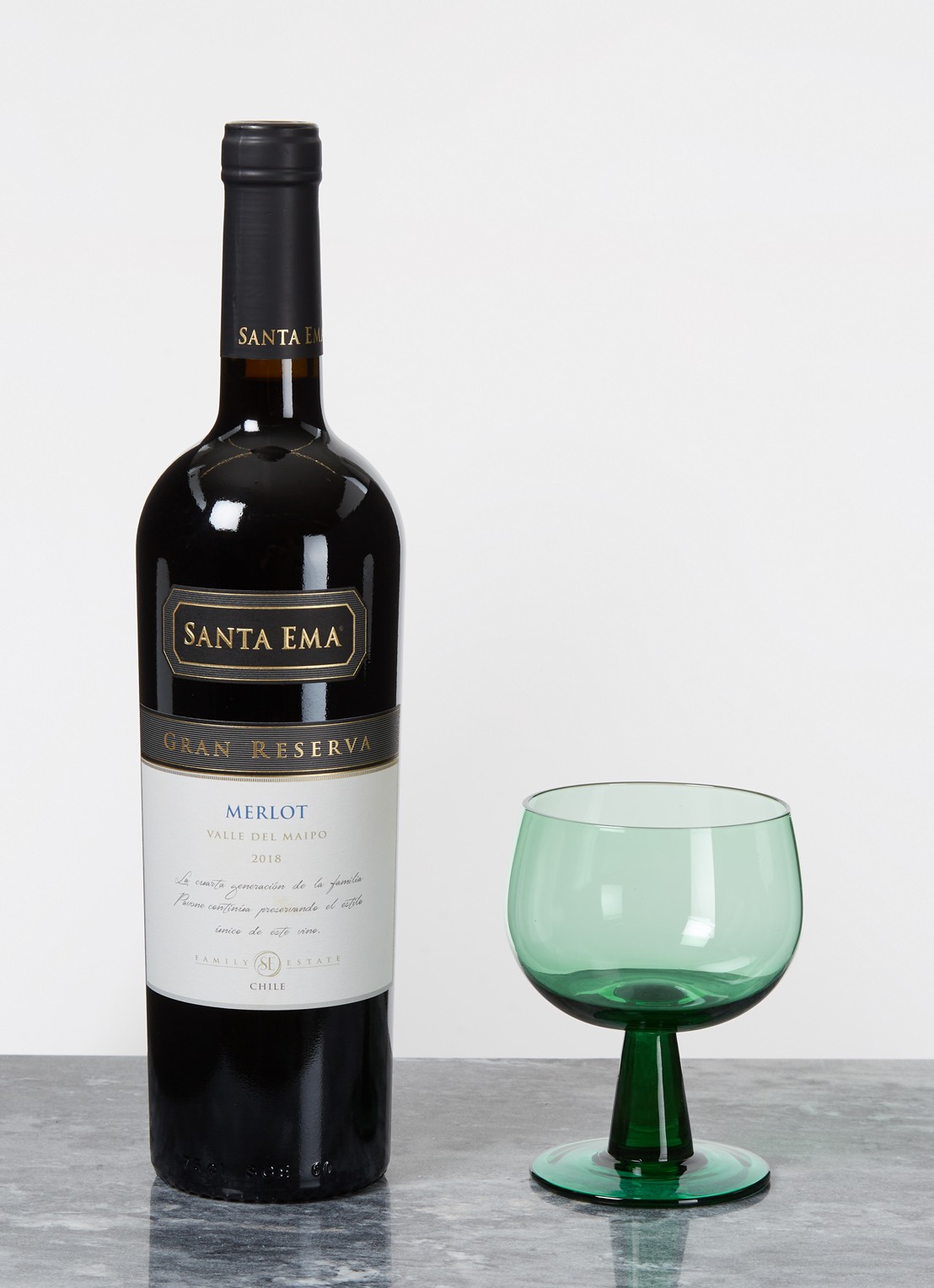 HKliving The Emerlads laag wijnglas set van 4 - voorkant 2 donkergroen