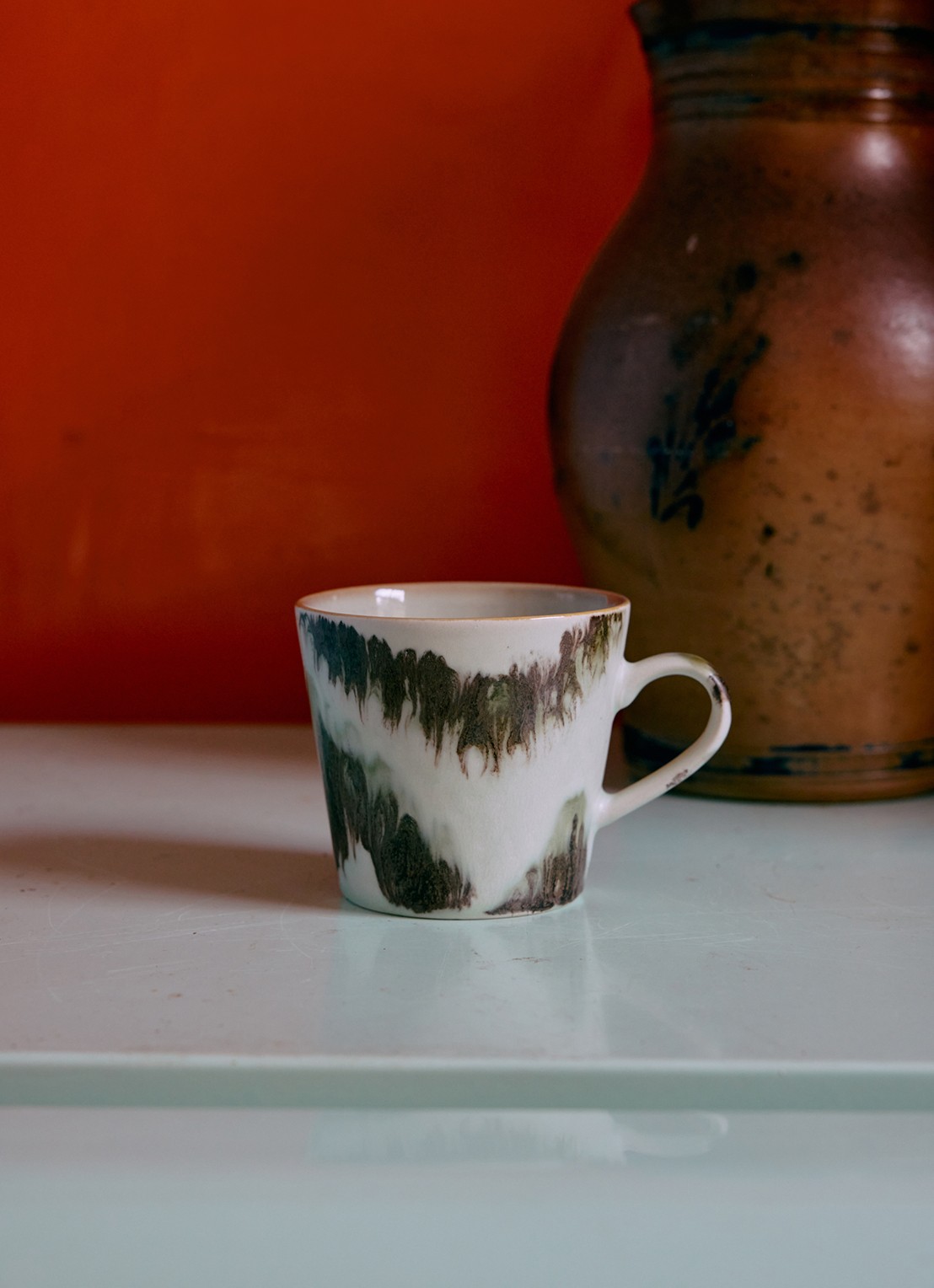 HKliving Tide cappuccino mok - voorkant 5 groen