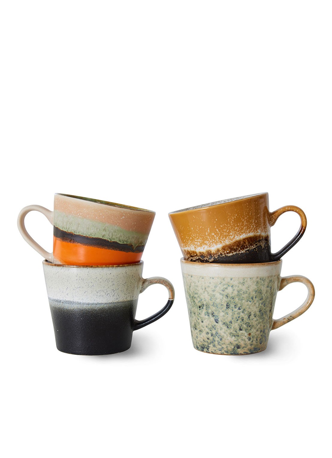 HKliving Verve cappuccinokopje 30 cl set van 4 - voorkant 3 multicolor