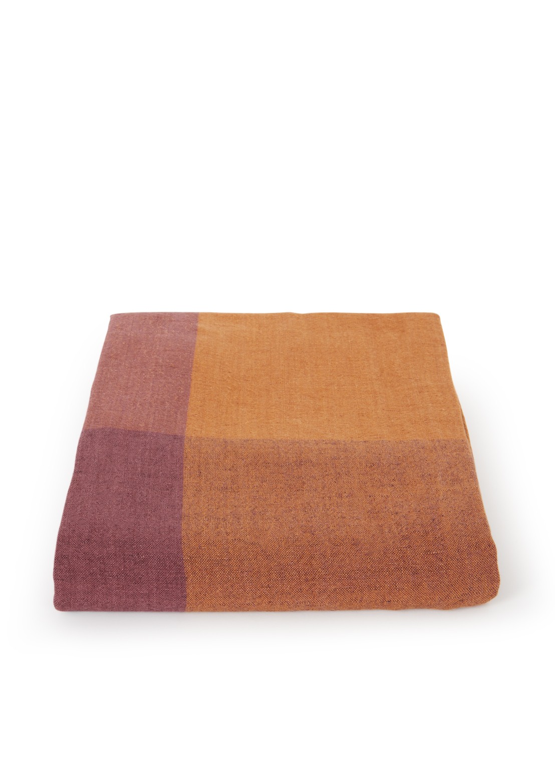 HKliving Vida tafelkleed in linnenblend 140 x 220 cm - voorkant oranjebruin