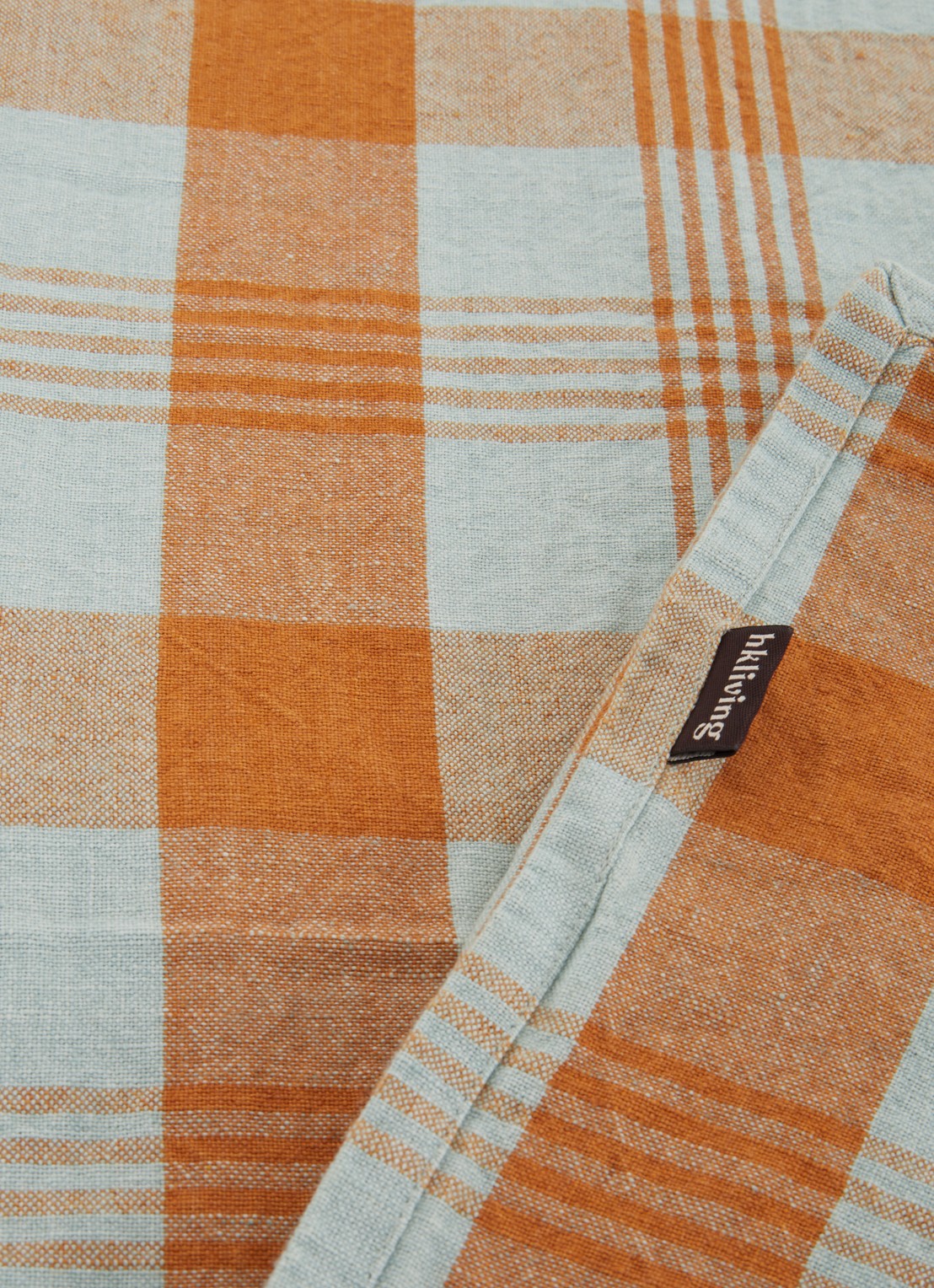 HKliving Vida tafelkleed in linnenblend 180 x 180 cm  - voorkant 2 turquoise