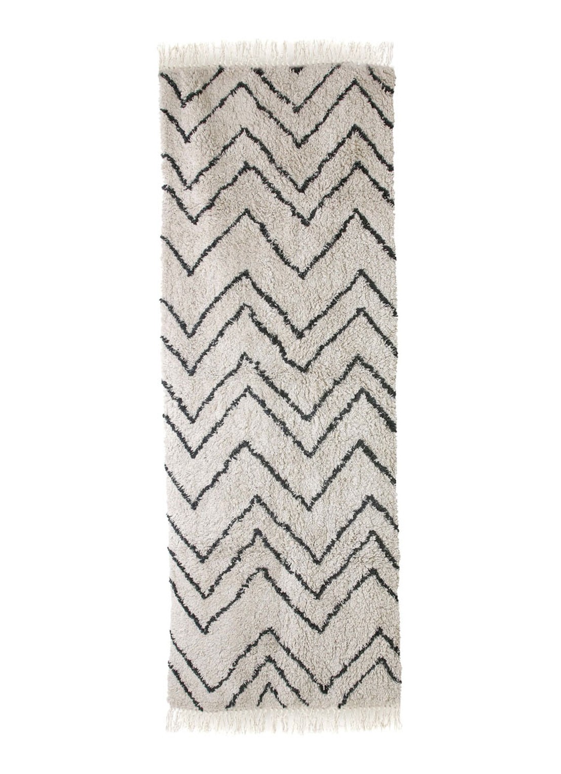 HKliving Zigzag vloerkleed 220 x 75 cm - voorkant gebroken wit