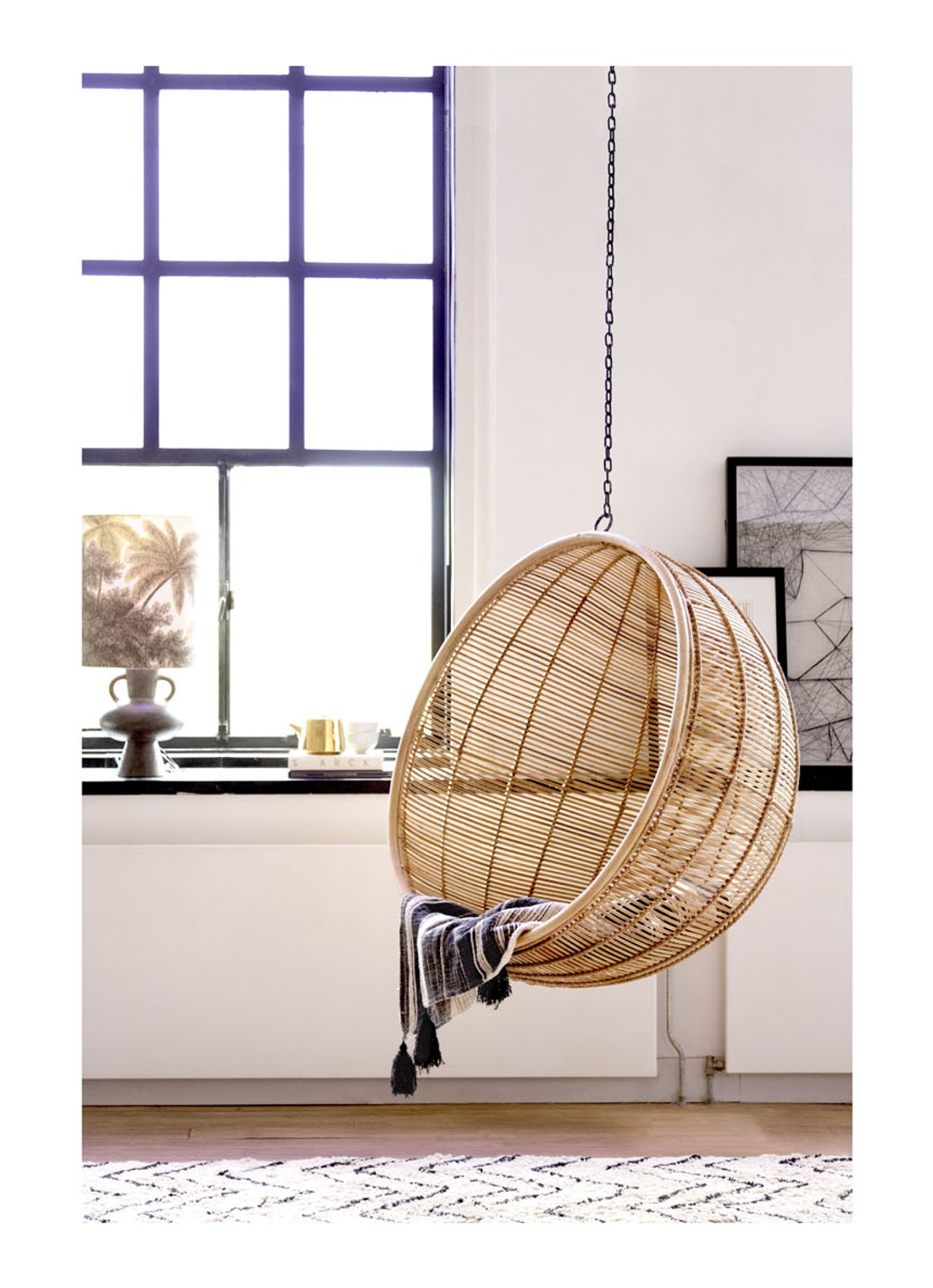 HKliving Zigzag vloerkleed 220 x 75 cm - voorkant 2 gebroken wit