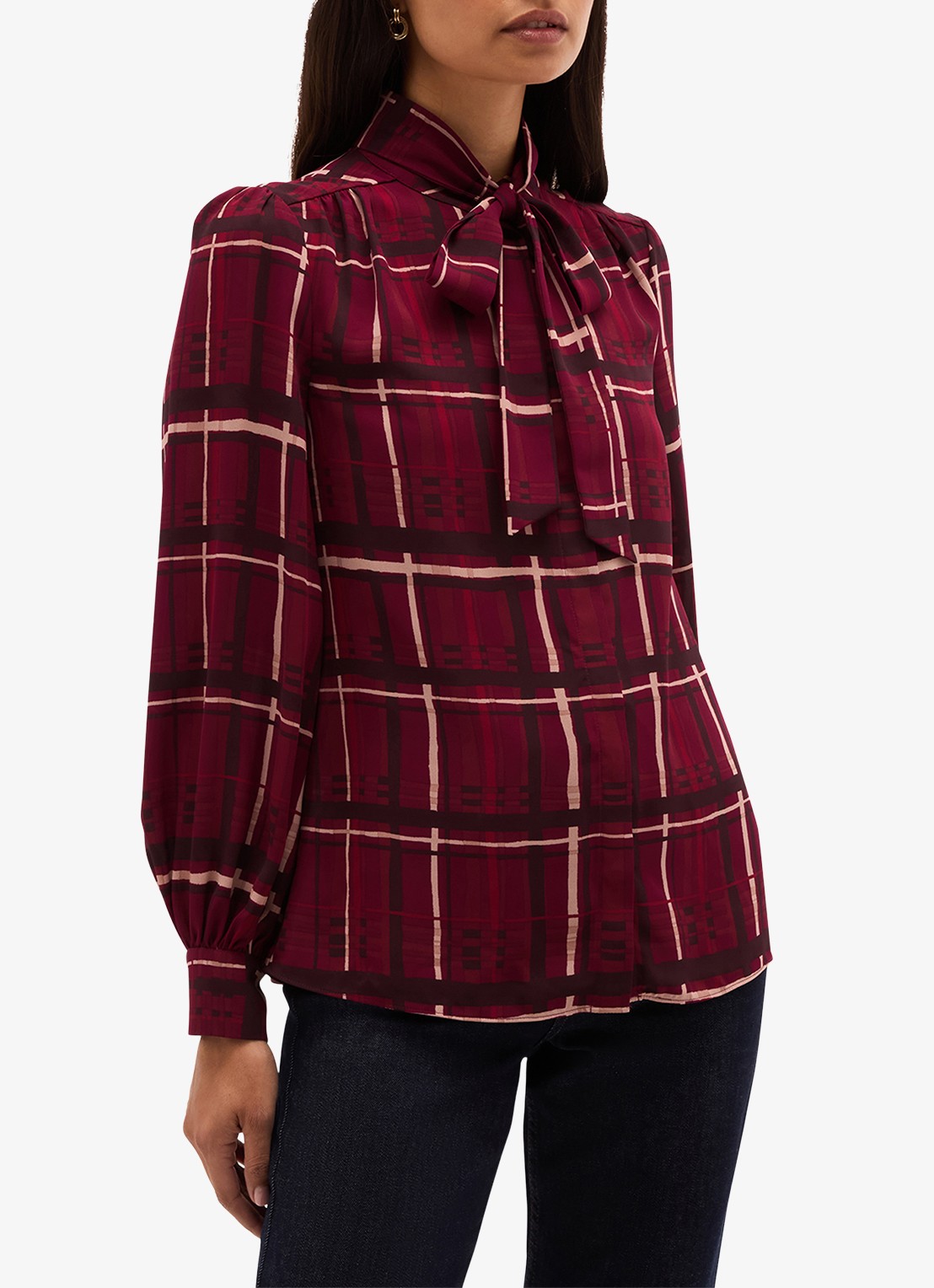 Hobbs Aisha blouse met strikdetail - voorkant 3 rood