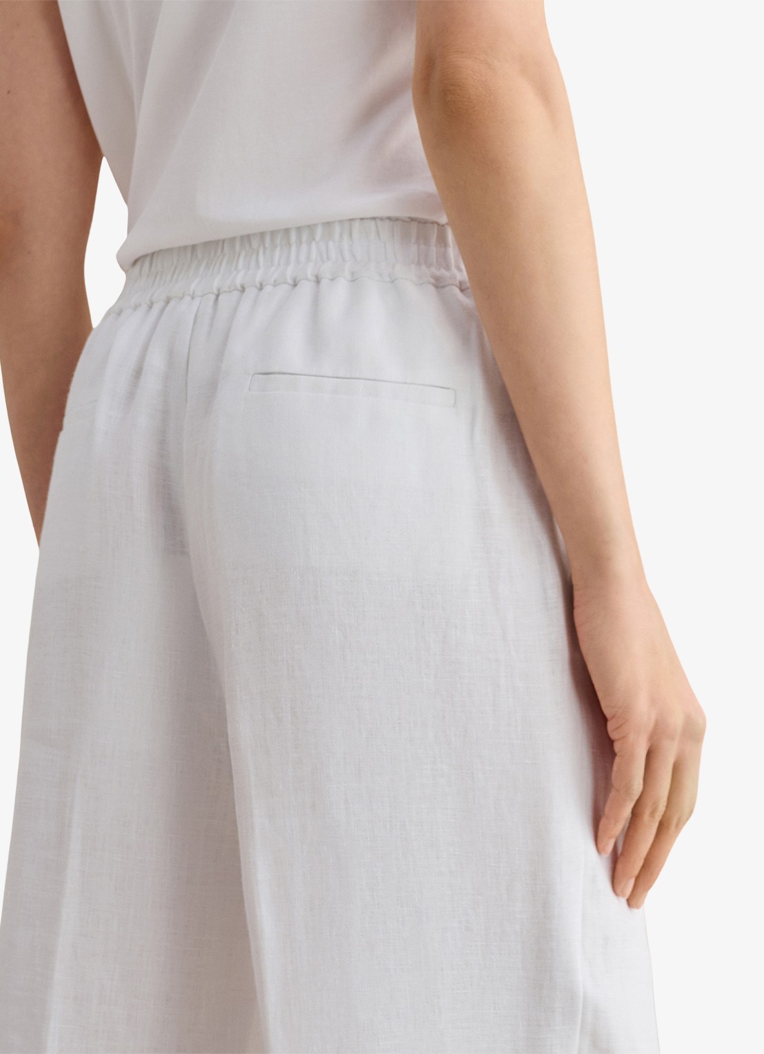 Hobbs Alessia mid waist wide fit pantalon van linnen - detail 2 wit
