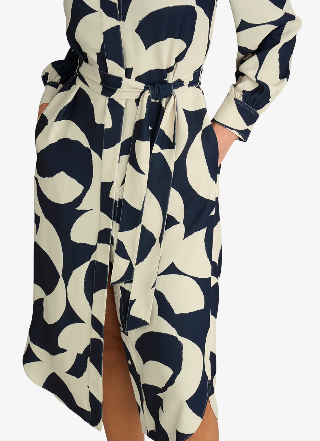 Hobbs Alisa blousejurk met strikceintuur - detail 3 blauw