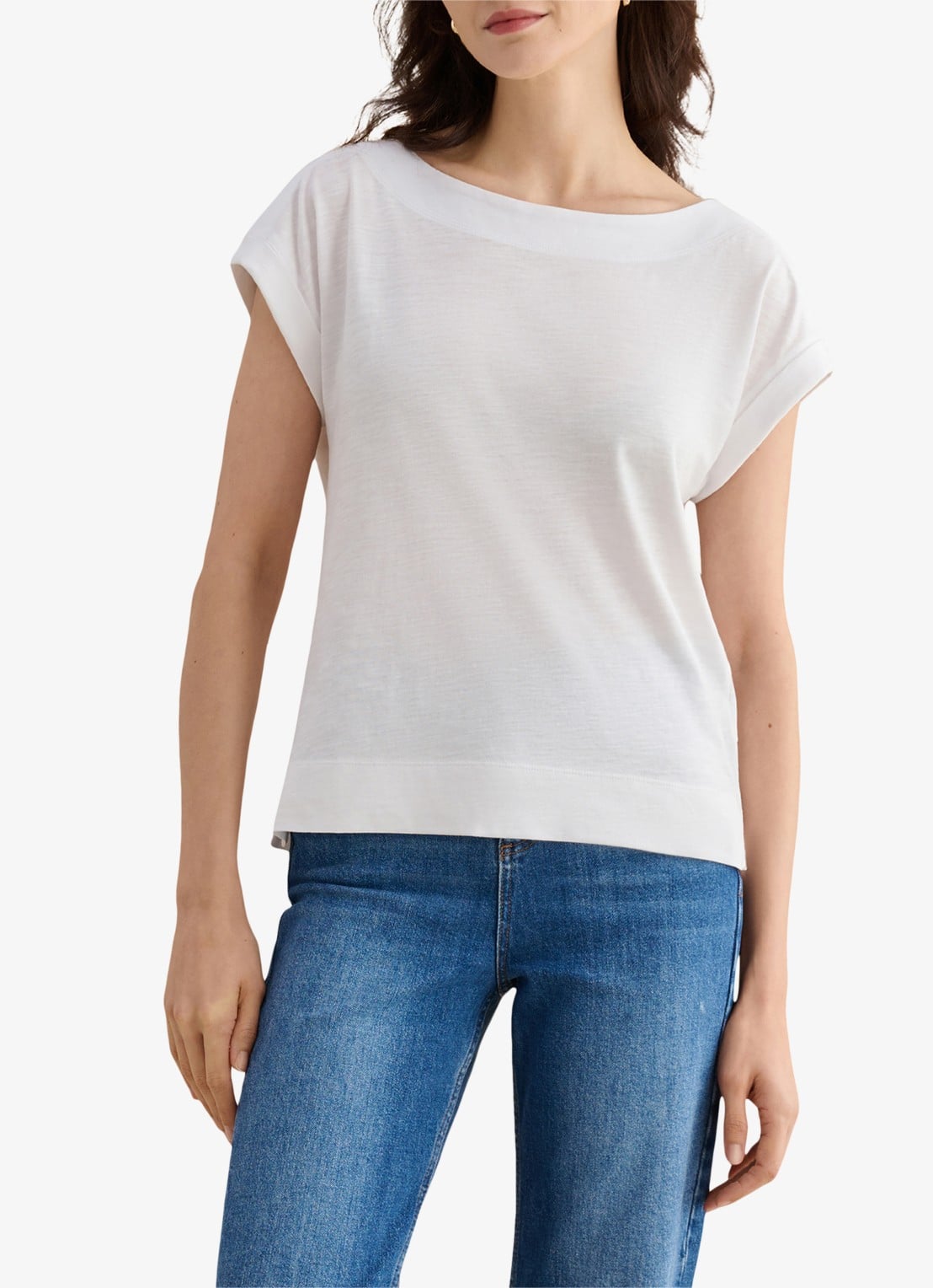 Hobbs Alycia T-shirt met boothals - detail 2 wit