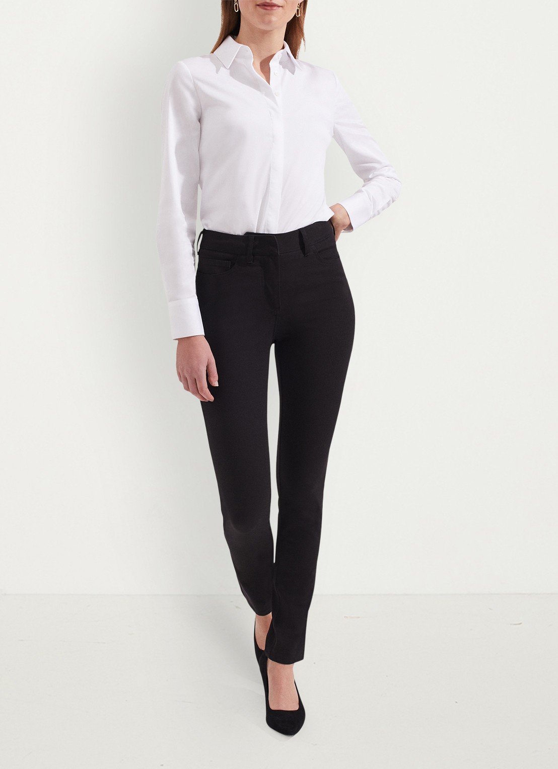Hobbs Amanda high waist skinny fit chino met steekzakken - detail 6 zwart