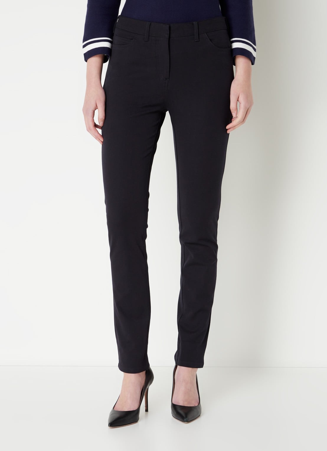 Hobbs Amanda high waist skinny fit chino met steekzakken - detail 8 zwart