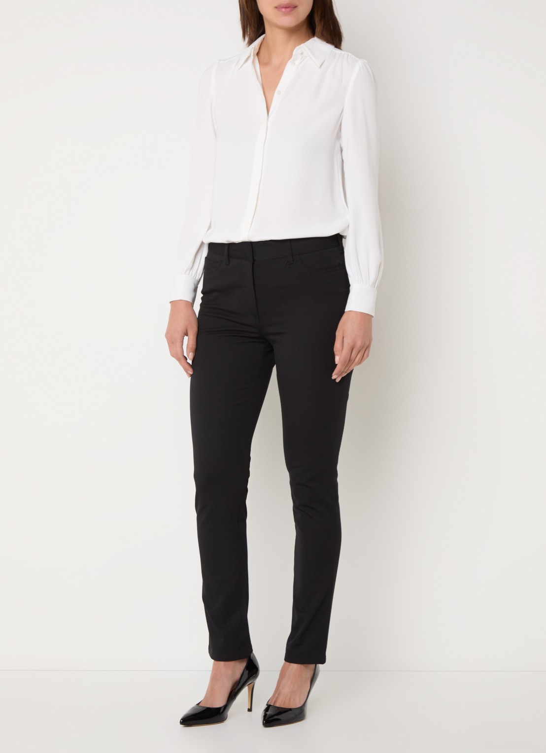 Hobbs Amanda high waist skinny jeans met gekleurde wassing - voorkant 2 zwart