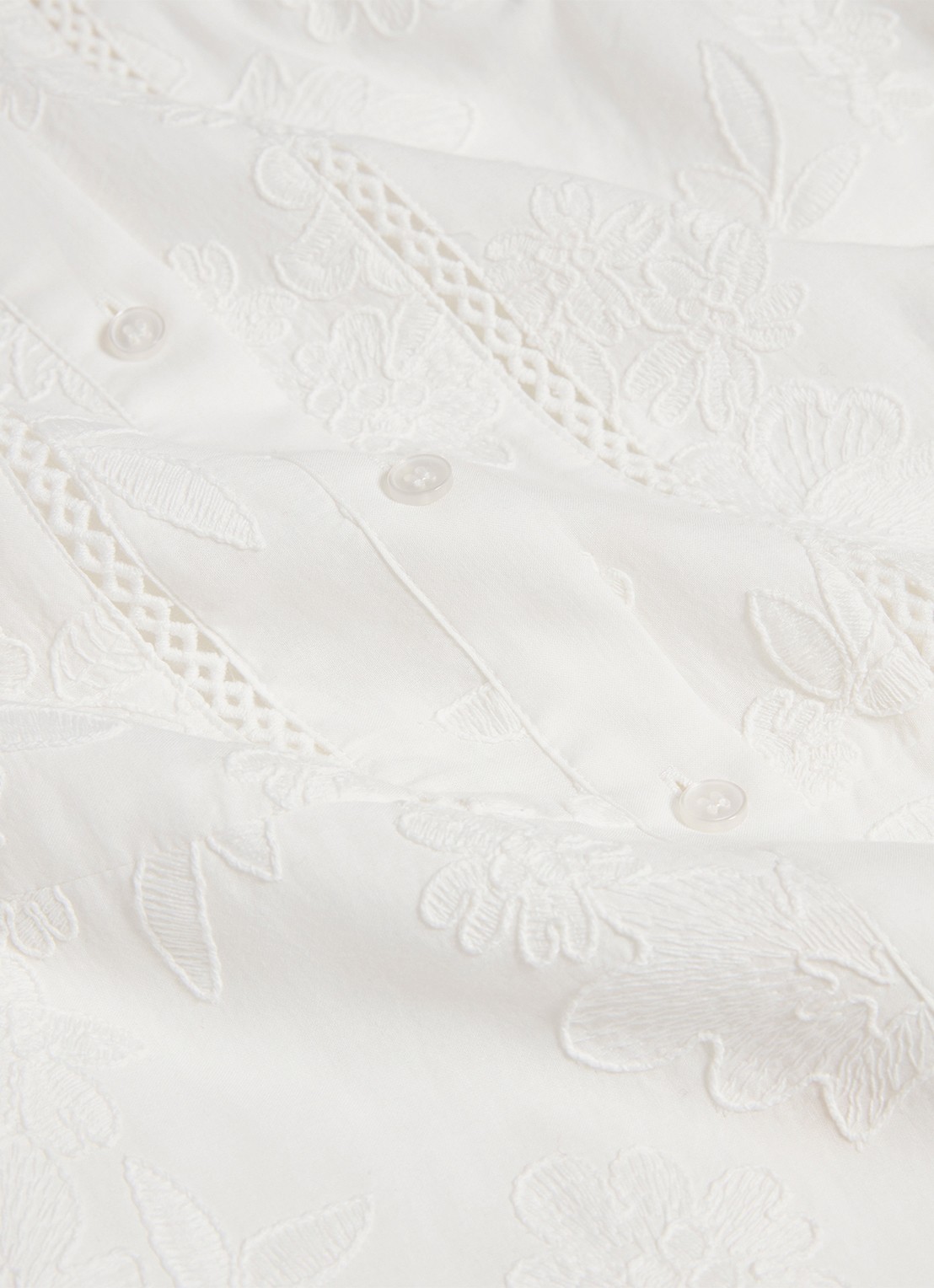 Hobbs Amani midi jurk met borduring en strikceintuur - detail 4 wit