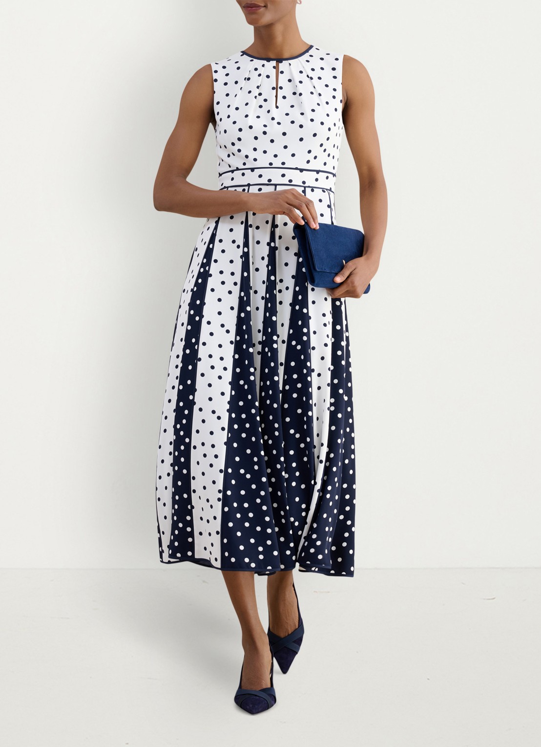 Hobbs Angelica midi jurk met plooien - detail 2 ivoor