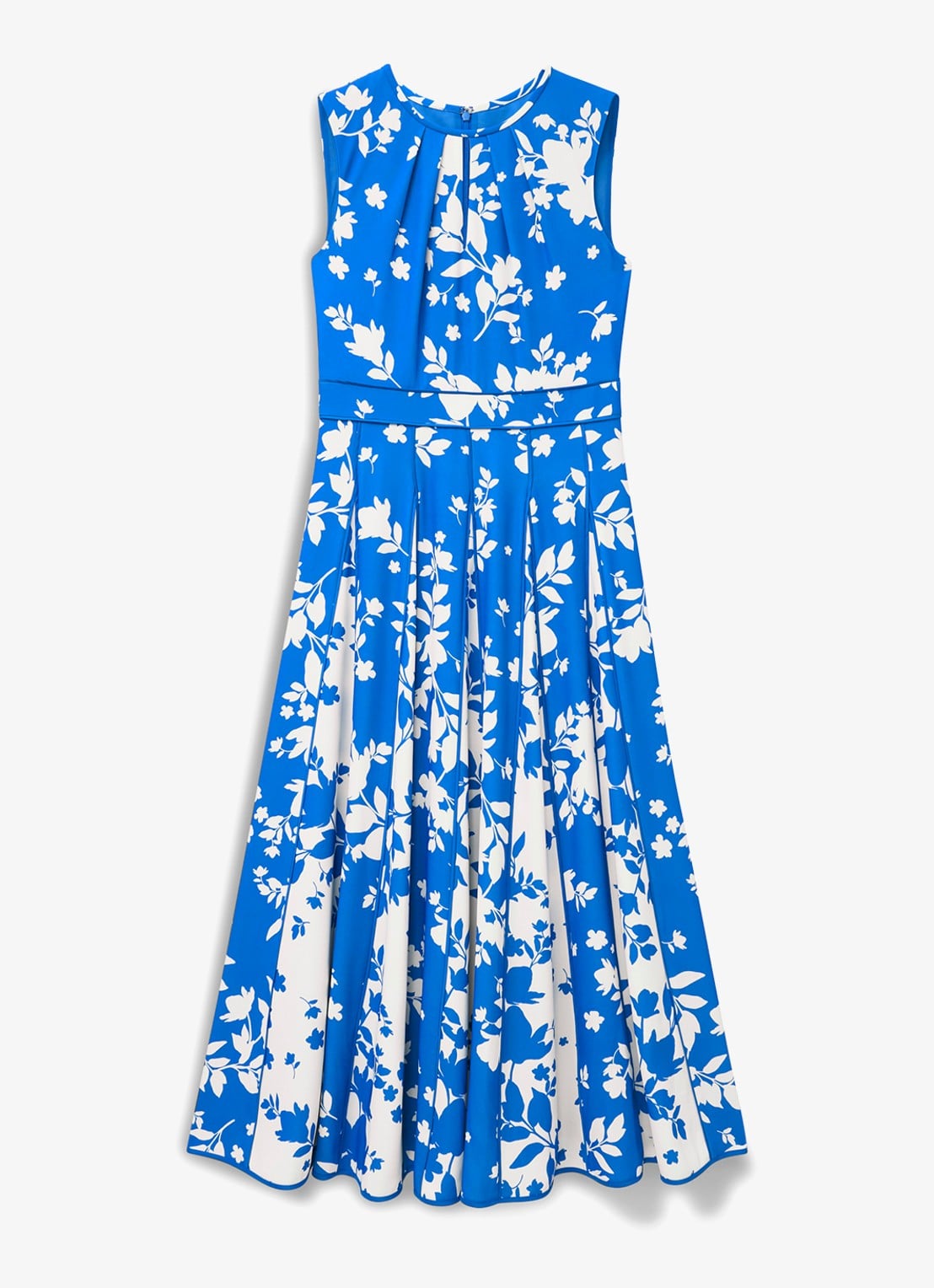 Hobbs Angelica midi jurk met plooien - voorkant 4 blauw