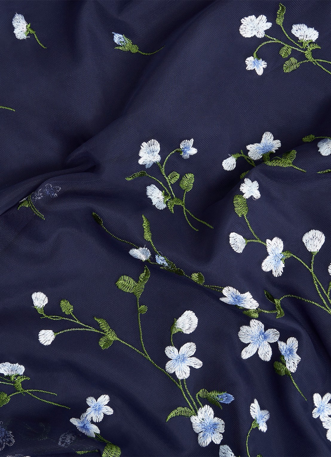 Hobbs Aria midi jurk met bloemenprint - detail 5 donkerblauw