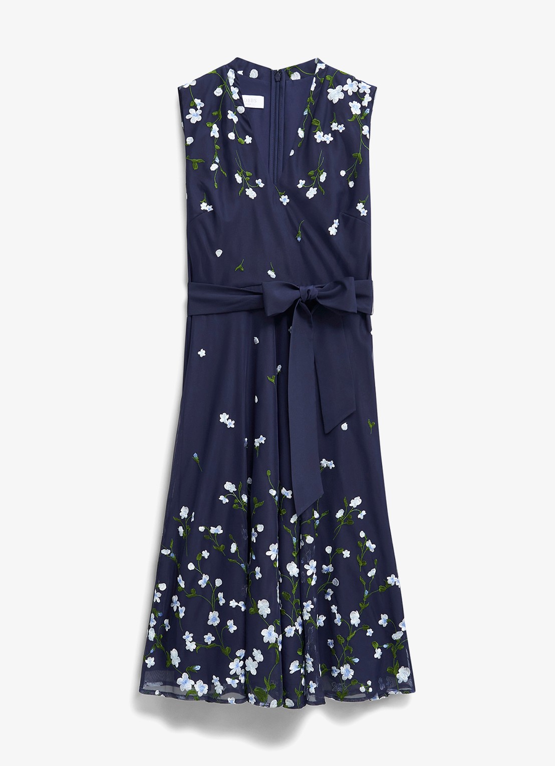 Hobbs Aria midi jurk met bloemenprint - voorkant 6 donkerblauw