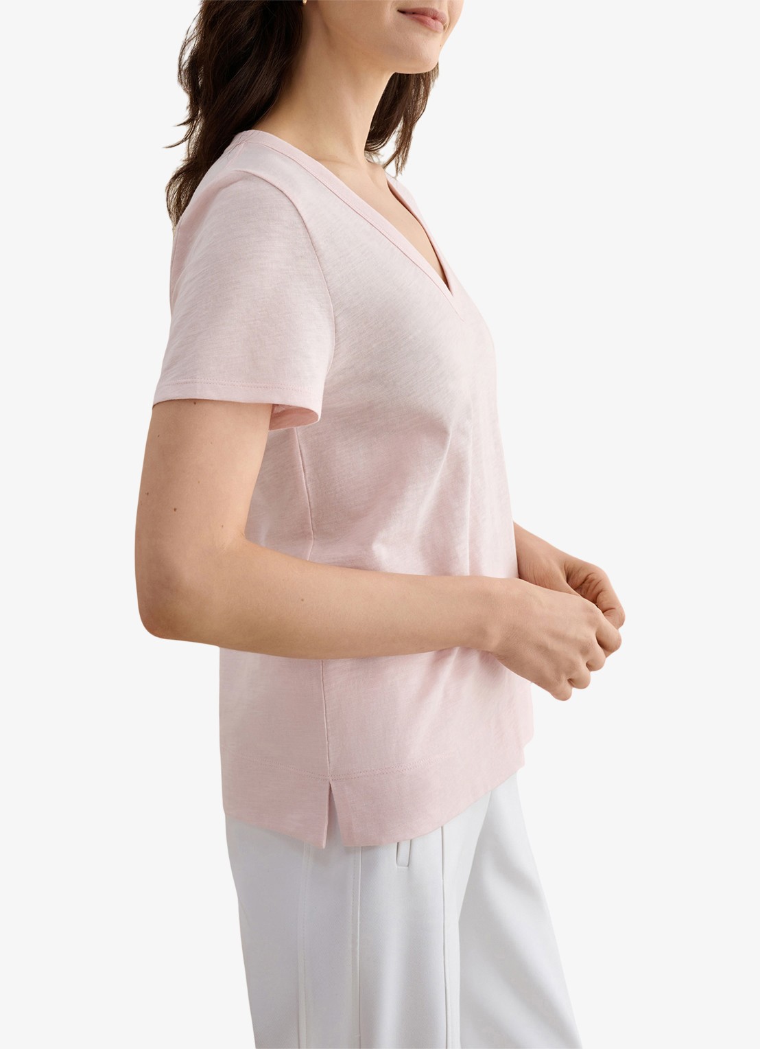 Hobbs Arianna T-shirt met V-hals - detail 2 roze
