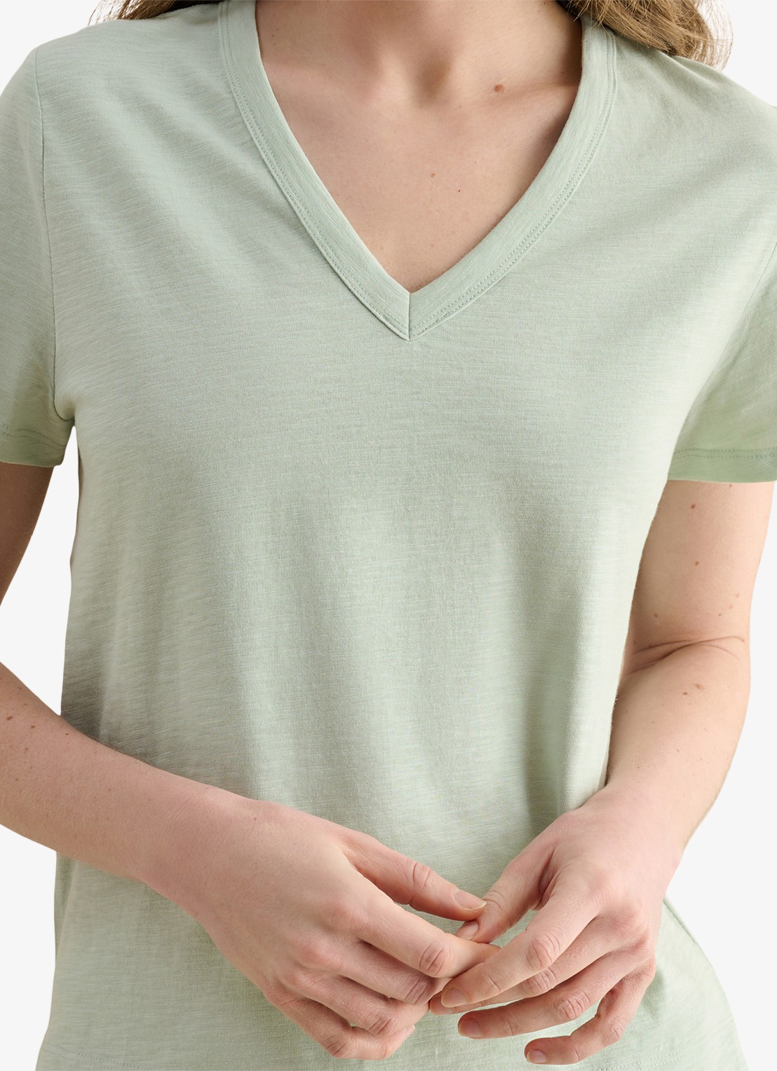 Hobbs Arianna T-shirt met V-hals - detail 4 groen