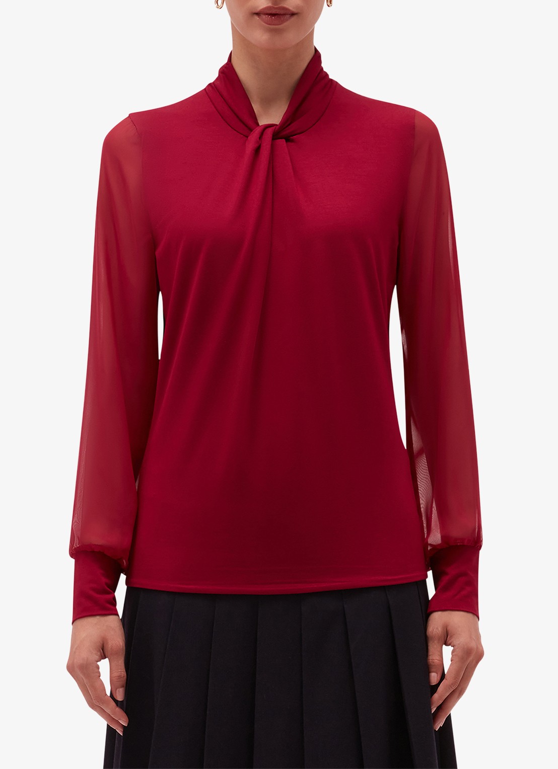 Hobbs Ashley blouse met ballonmouw - detail roze