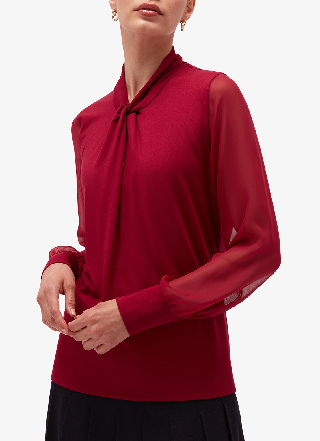 Hobbs Ashley blouse met ballonmouw - detail 2 roze
