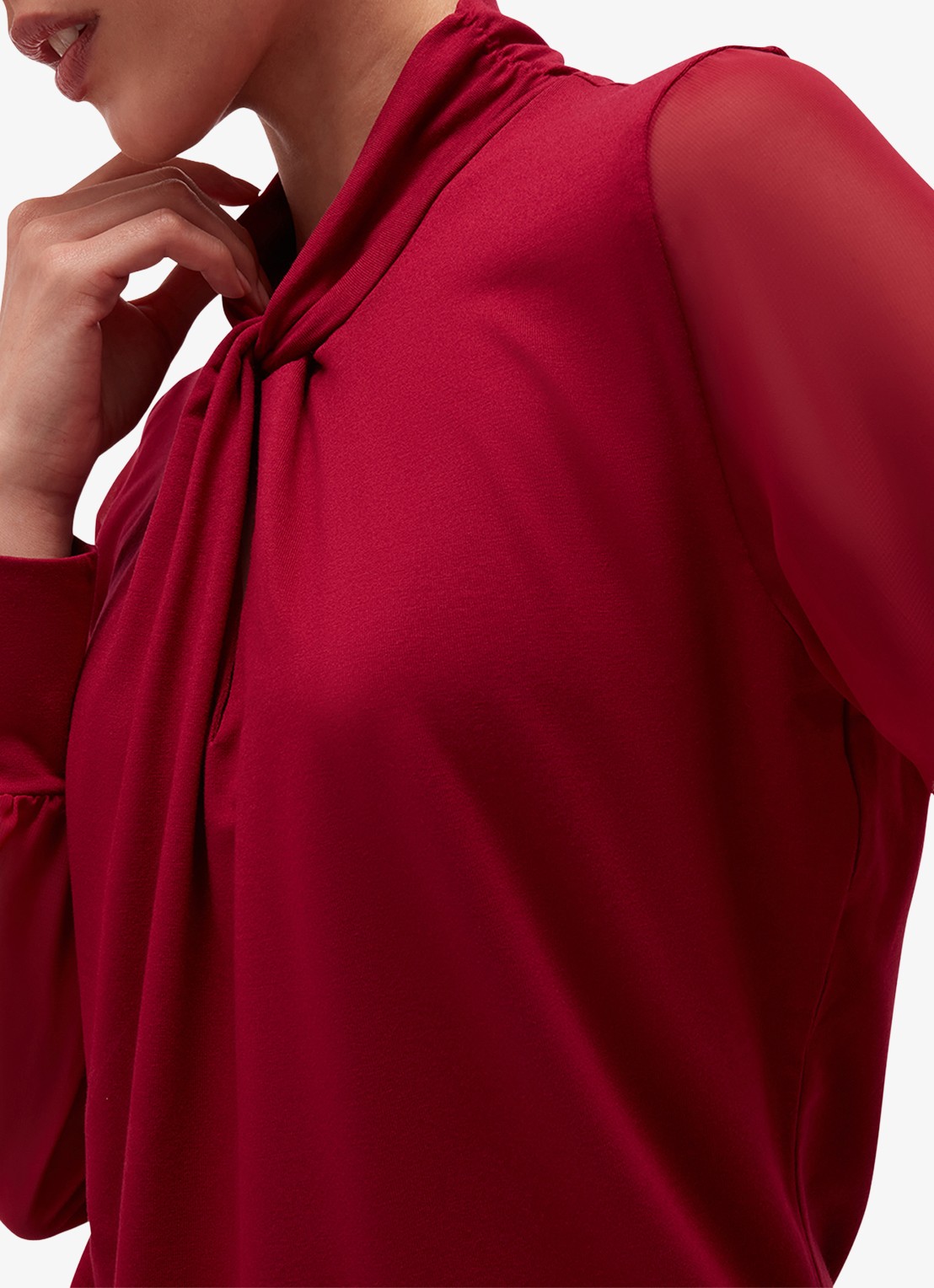 Hobbs Ashley blouse met ballonmouw - detail 3 roze