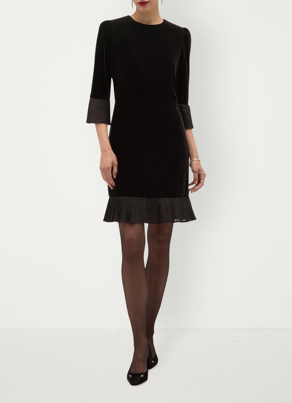 Hobbs Ashley mini jurk van fluweel - detail zwart