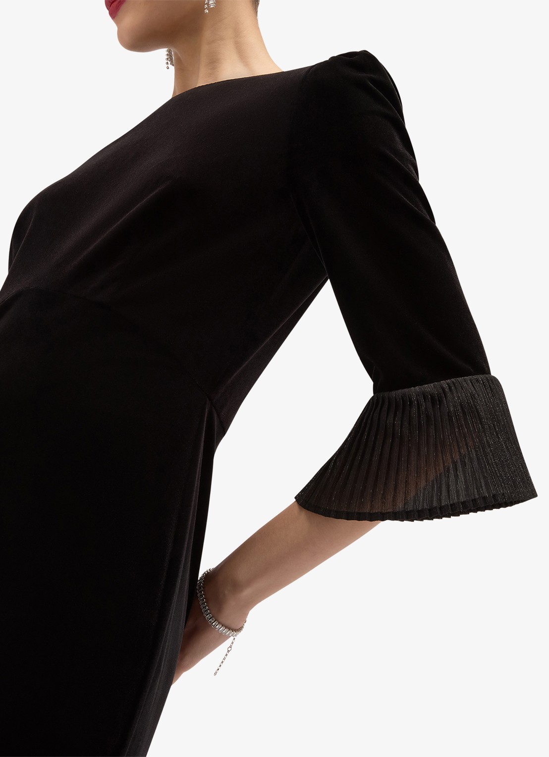 Hobbs Ashley mini jurk van fluweel - detail 2 zwart